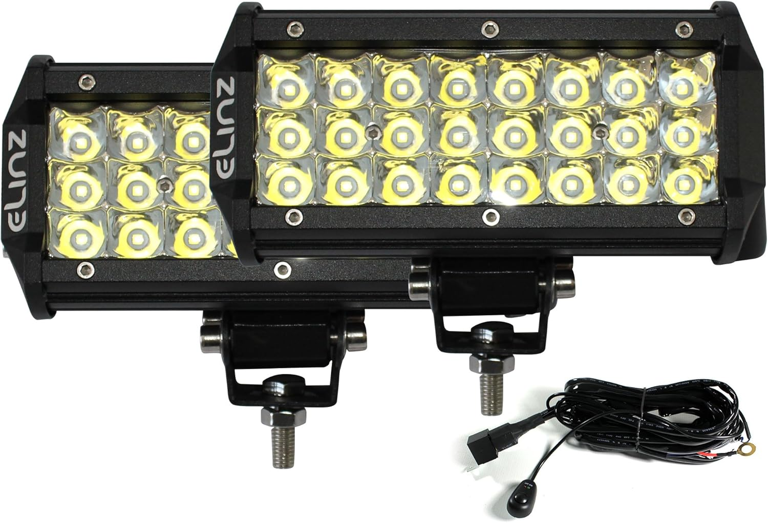 Elinz 2X 7" LED Work Driving Light Bar Spot Offroad 3 Rows 12V 24V 4WD Truck IP67 Waterproof 50000Hrs Life 20000LM PC Lens image number 4