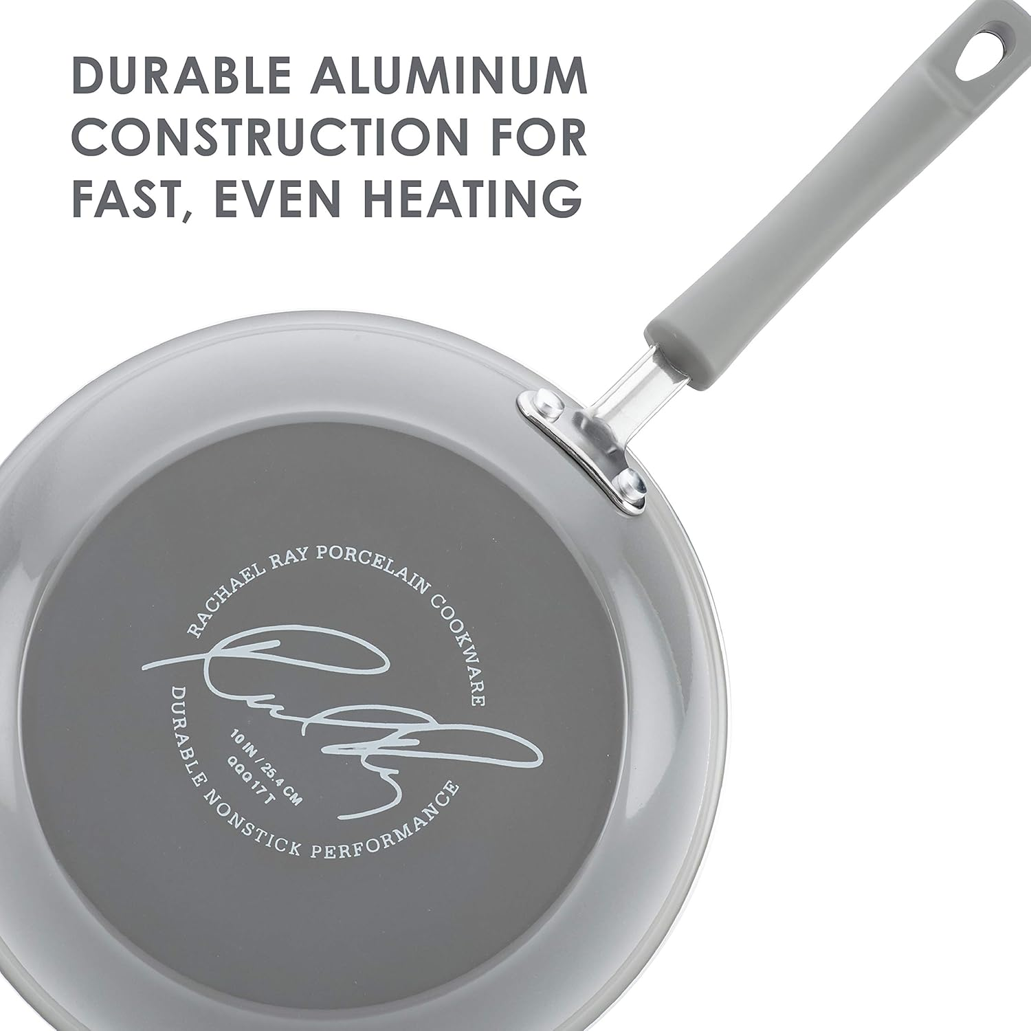 Rachael Ray Brights Deep Nonstick Frying Pan/Fry Pan/Deep Skillet - 9.5 Inch, Gray - Red image number 3