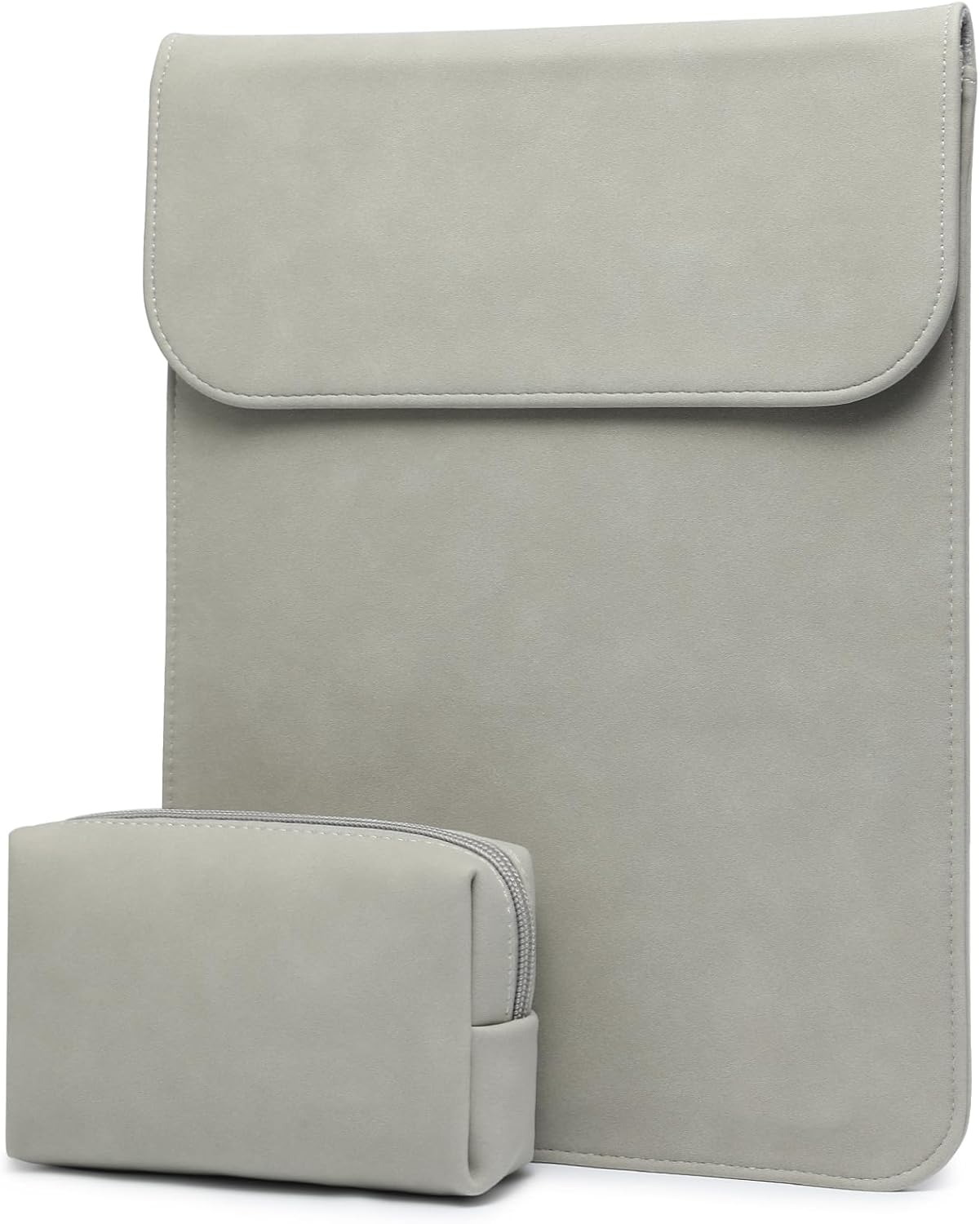 HYZUO 13.3-14 Inch Laptop Sleeve for Macbook Pro 14 M5/M4/M3/M2/M1 Pro/Max 2026-2021, 13.3" Macbook Air/Pro, 13.5-13.8 Surface Laptop, HP Envy 13, Faux Suede Leather Case with Pouch, Pink