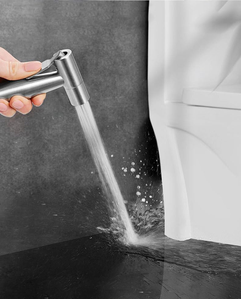 Toilet Bidet Sprayer Hose Kit with Hanger,Spray Bidet Attachment Water Pressure Control Adjustable Stainless Steel Diaper Bidet Toilet Water Spray Gun for Washing Bath Pet Shower NO T Valve (1Pc) image number 4