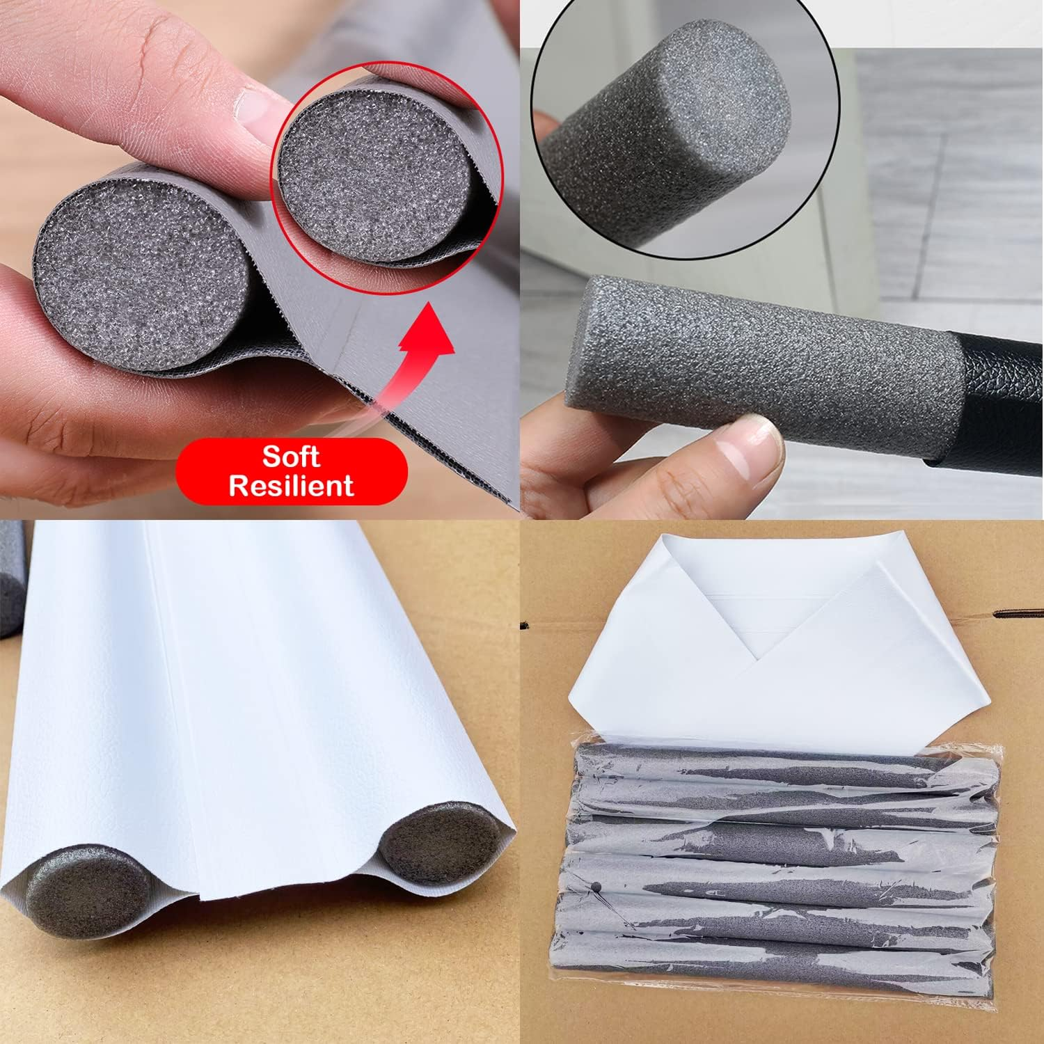 Twin Draft Stoppers for Bottom of Doors, Windproof Dustproof Mosquito-Proof under Door Draft Stopper, Door Draft Blocker Reduction Windshield Energy Saving under Door Seal Strip(White)