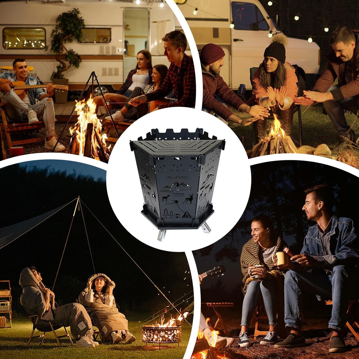 Camp Stove Backpacking,Bbq Wood Burning Foldable Camp Stoves Backpacking Burner - Compfire Lightweight Bonfire Rack Backpacking Camping Burner for Hiking image number 4