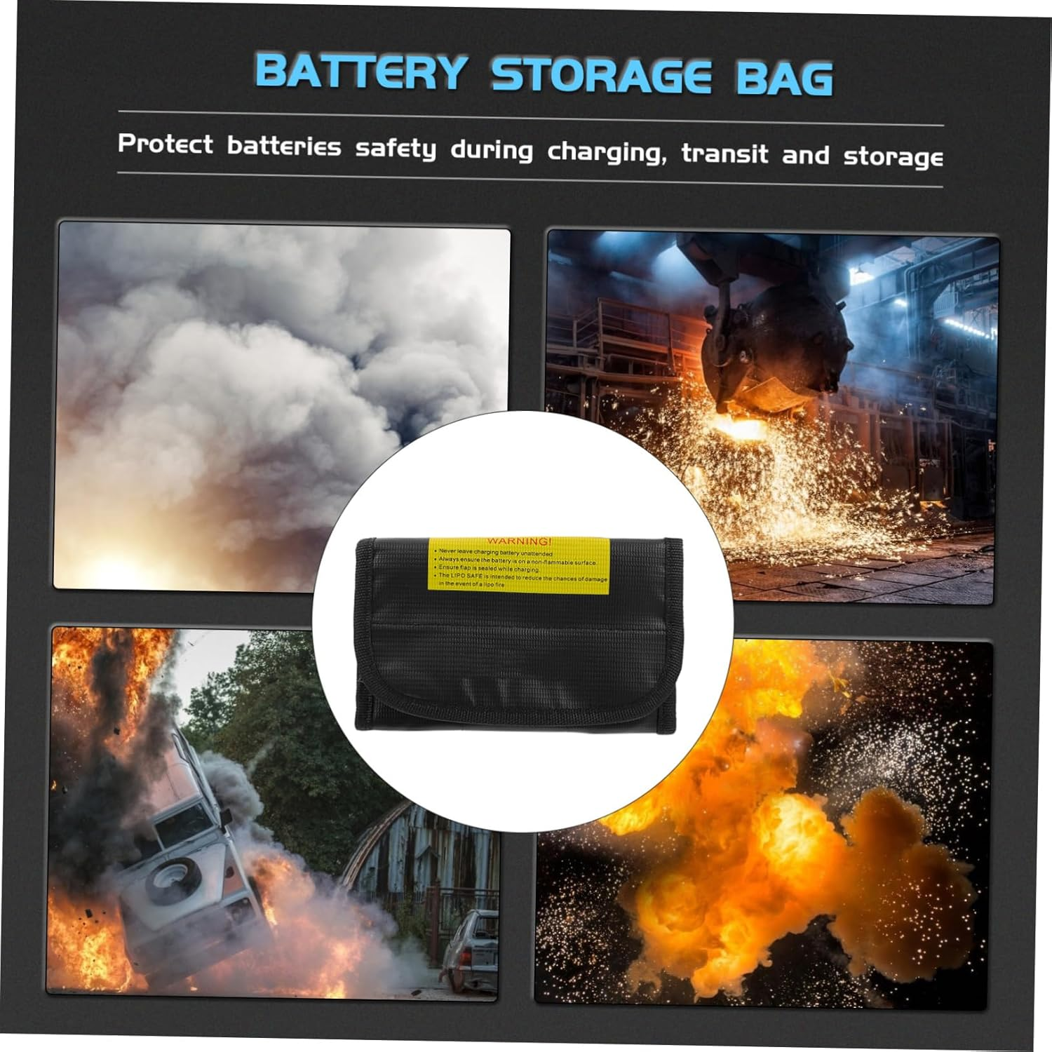 BRIGHTFUFU Fireproof Bag for Air Safe Lithium Battery Pouch for Charging Transport and Storage Design for Drone Supplies