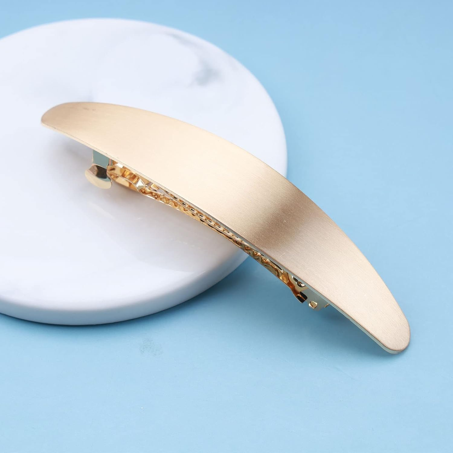 Enautoabs French Metal Hair Clip, Hair Clips, Brushed Gold, Oval Hair Clip, Pin, Geometric Ponytail Holder, Hair Clips, Minimalist Hair Clip, Decorative (Gold Oval) image number 6