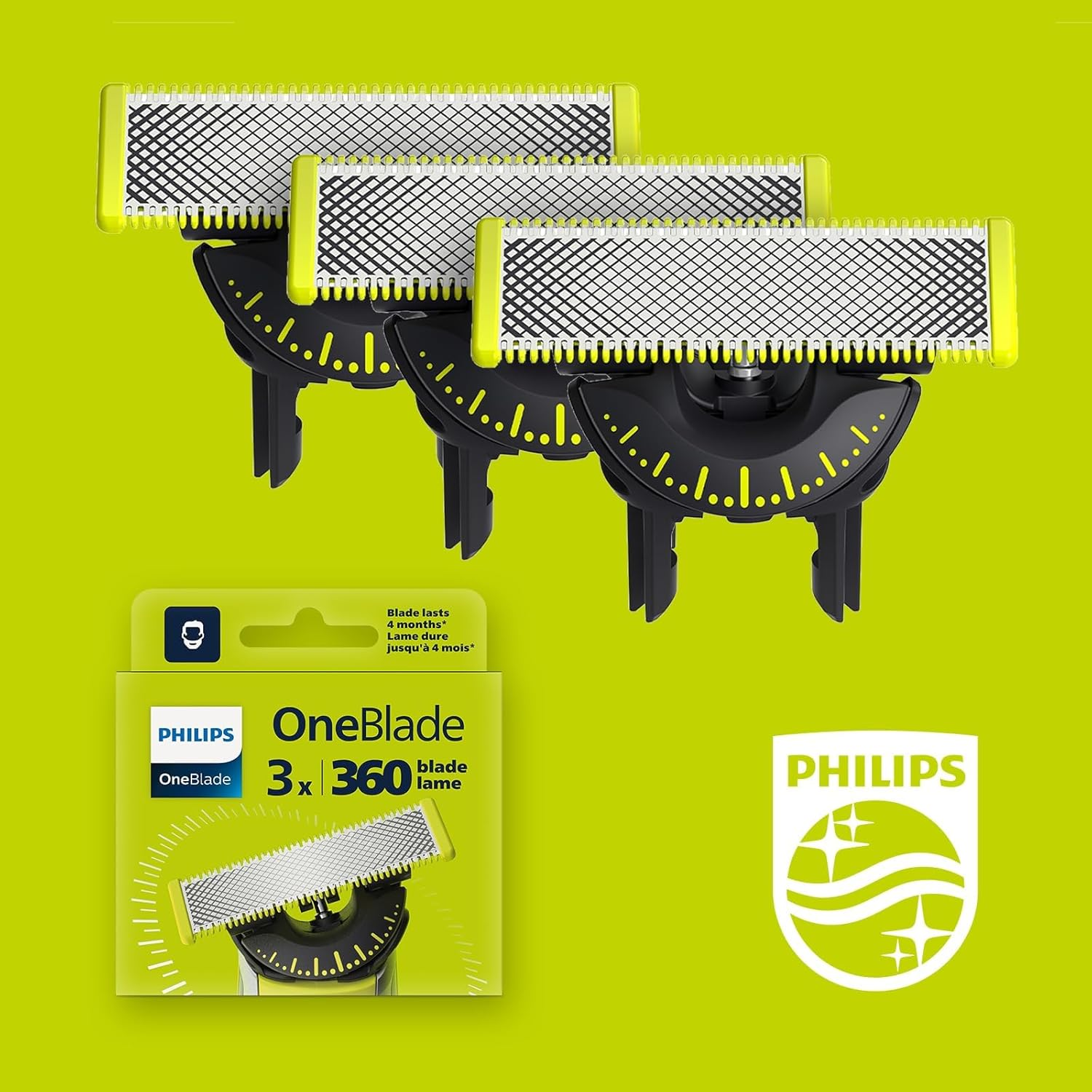 Philips Oneblade 360 Authentic Replacement Blades for All Oneblade and Oneblade Pro Models, Made of Durable Stainless Steel, Original from Philips, Triple Pack (Model QP430/60) image number 3