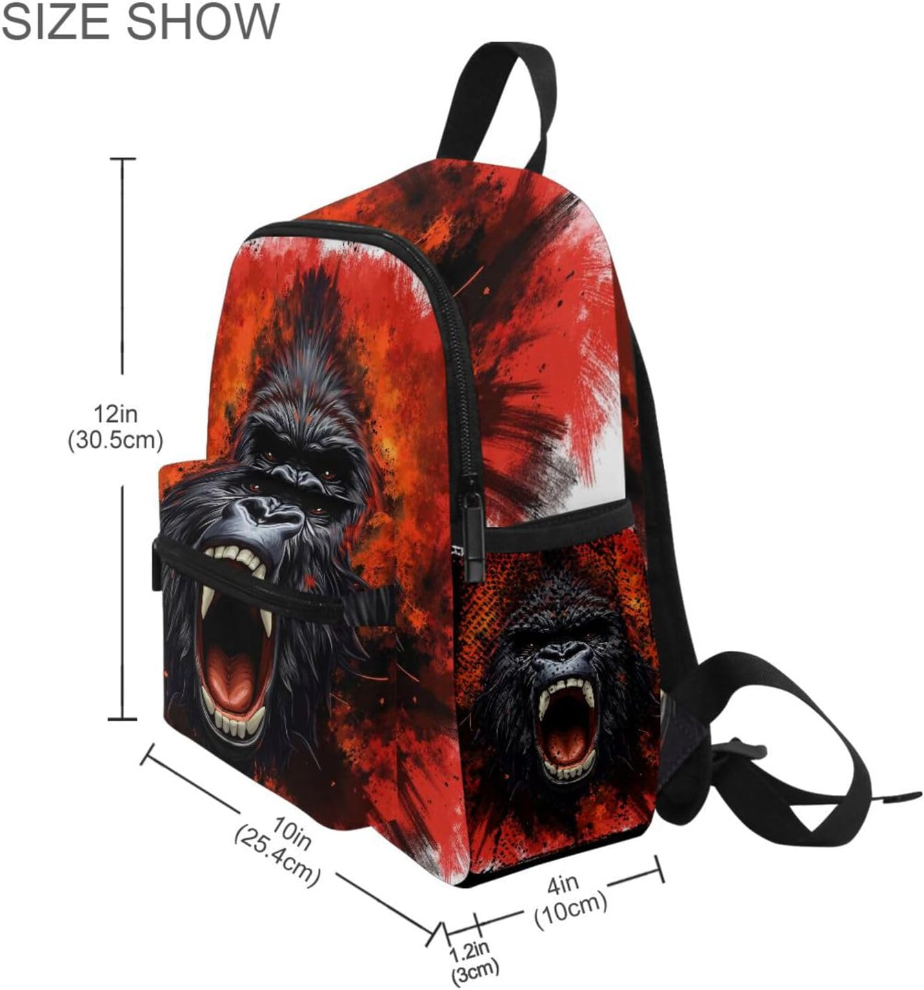 ALAZA Toddler Backpack King Kong Furious Kids Backpack for Boys Girls Schoolbag Kindergarten Children Bookbag Preschool Nursery Travel Bag with Chest Clip, White, Small, Daypack Backpacks image number 6