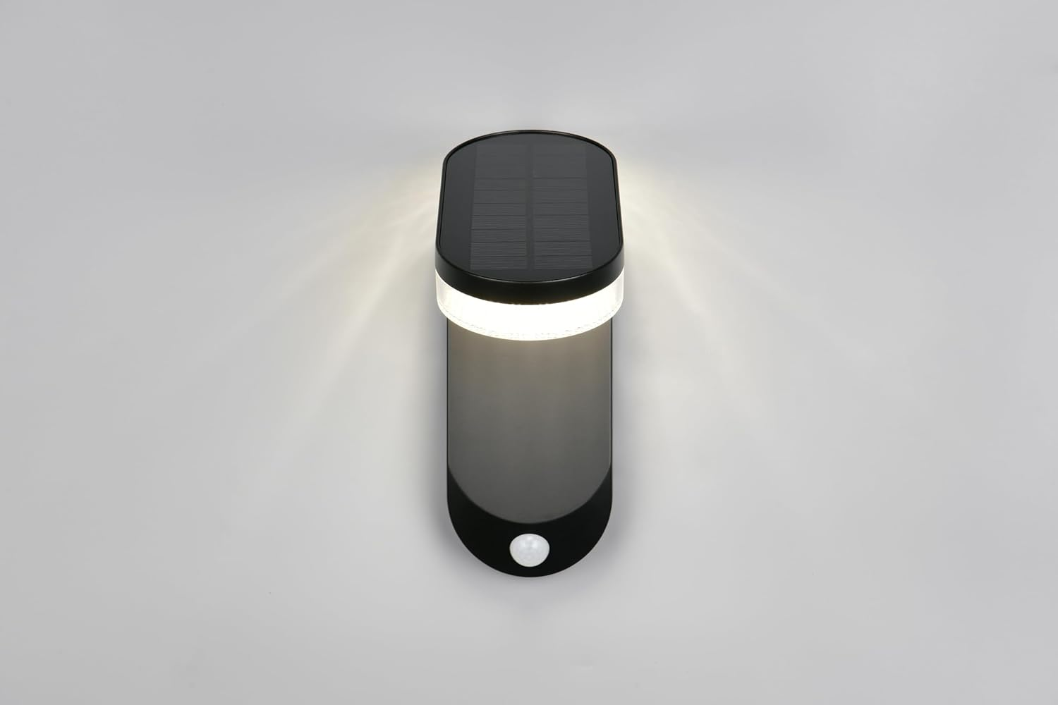 Reality Leuchten Lagoas R23176102 LED Solar Outdoor Wall Light Plastic Black with 3 Watt LED, Motion Sensor, Twilight Sensor, Orientation Light image number 1