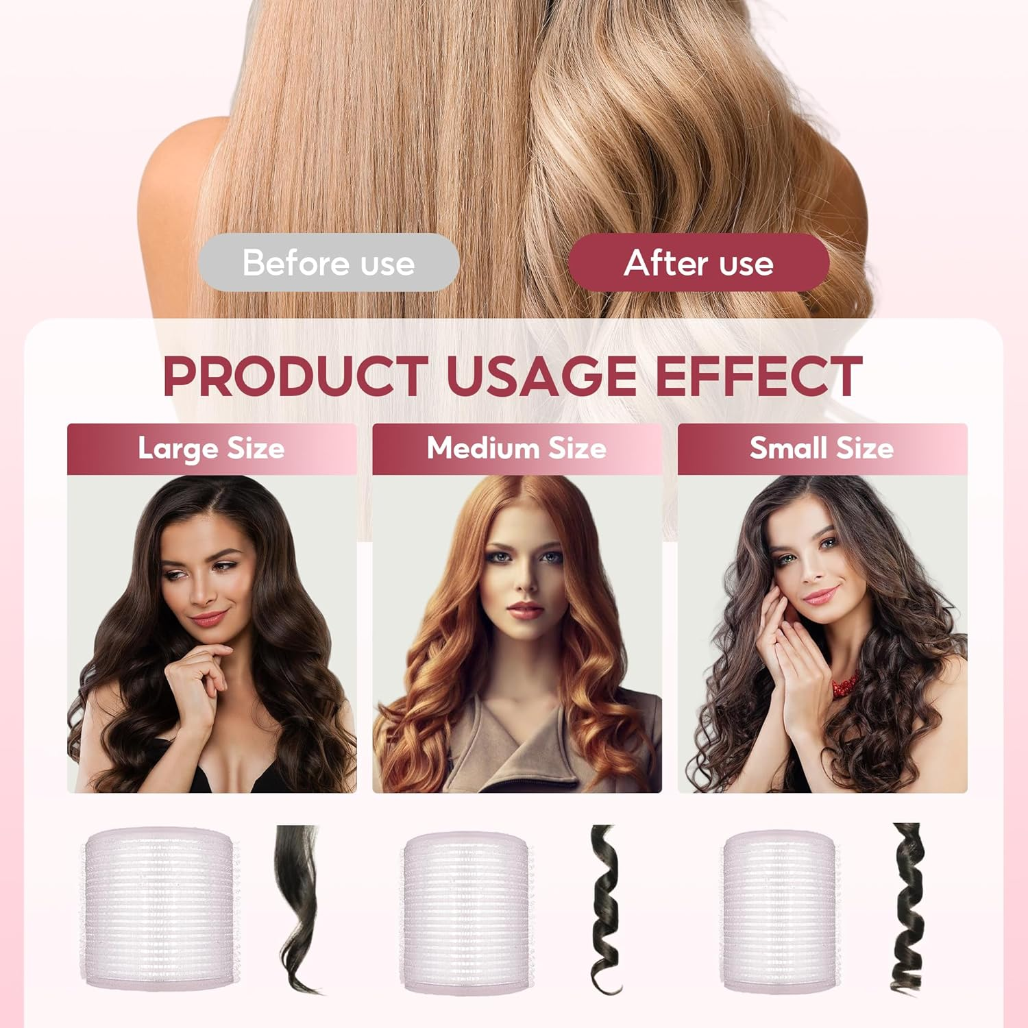 HYOUJIN 18Pc Self-Grip Ceramic Ionic Thermal Hair Rollers,Hair Rollers for Salon Quality Hair Blowout Look for Long or Short Hair,Roller Set Perfect for Sleeping In(White)(60Mm,48Mm,36Mm) - Black image number 2