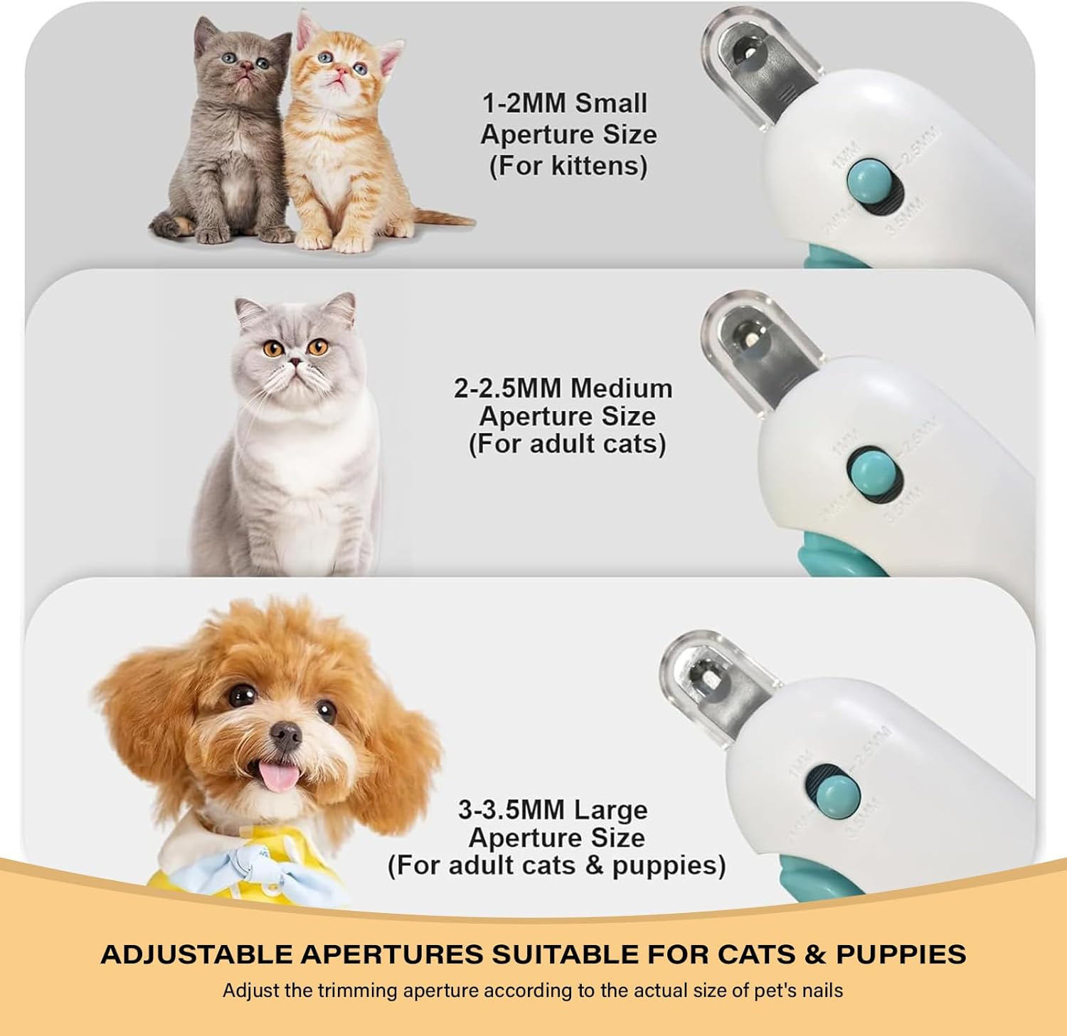 Cat Nail Clipper with Adjustable Aperture ，Clipping Debris Storage, Adjustable Sizes, Hidden Nail File, round Hole Blade for Injury-Free Grooming Tool for Pets image number 2