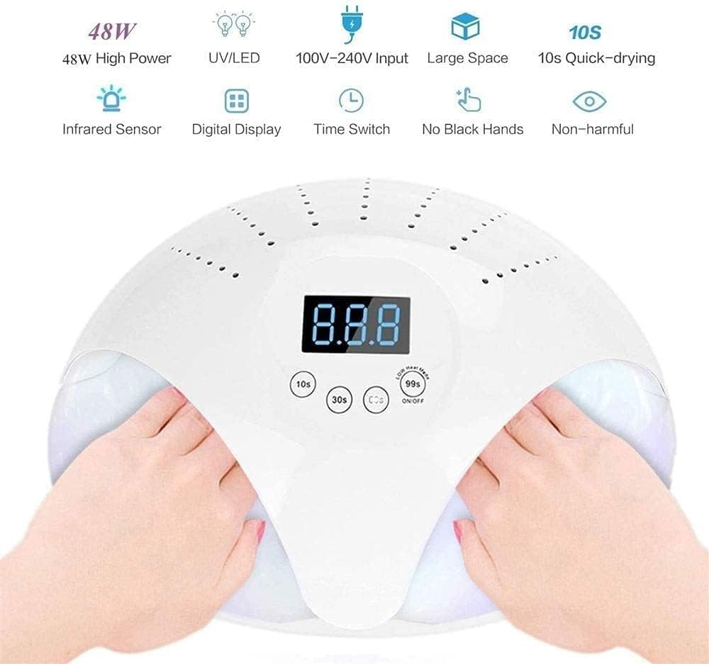 LED Nail Lamp,Nail Dryer, UV Nail Lamp with 4 Timers Settings for Two Hands, Automatic Sensor for Portable Handle Gel Nail UV Light(Pink) - Pink image number 5