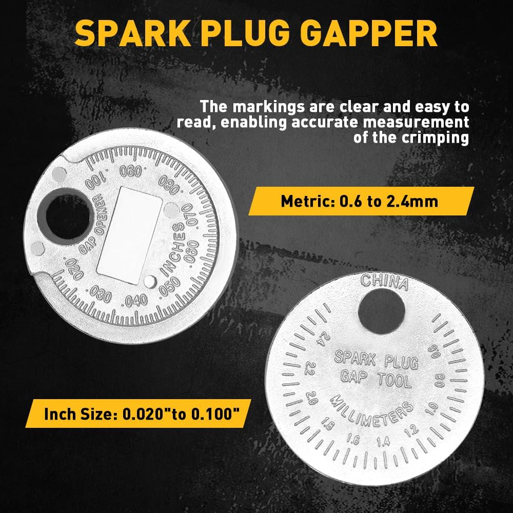 ELEAD 12-Piece 3/8" Drive Spark Plug Socket Set with Ratchet Handle, Universal Joint, Spark Plug Gapper & Extension Bar, 9/16", 5/8", 3/4", 13/16", 14Mm, 18Mm, CR-V Sockets with Rubber Holding Rings