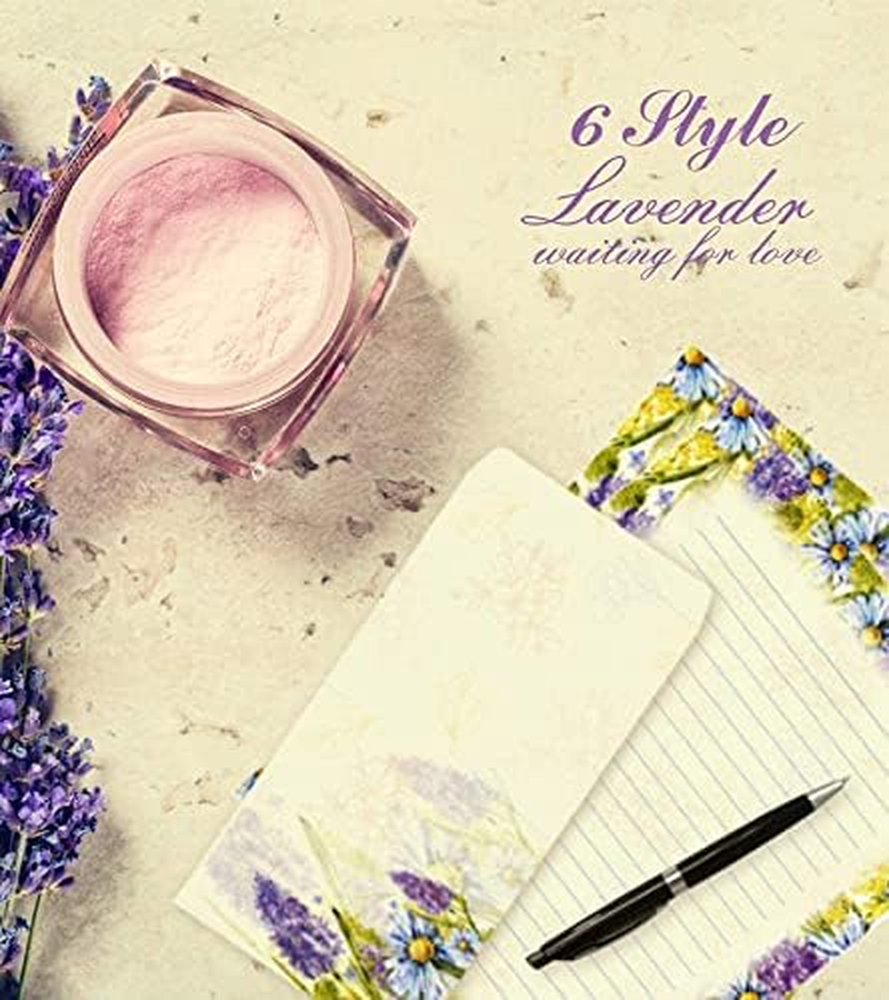 Stationary Writing Paper with Envelopes - Flora Stationery Set with Lined Letter Writing Paper, 48 Sheets + 24 Envelopes, 8.5 X 11 Inch of Each Stationary Paper