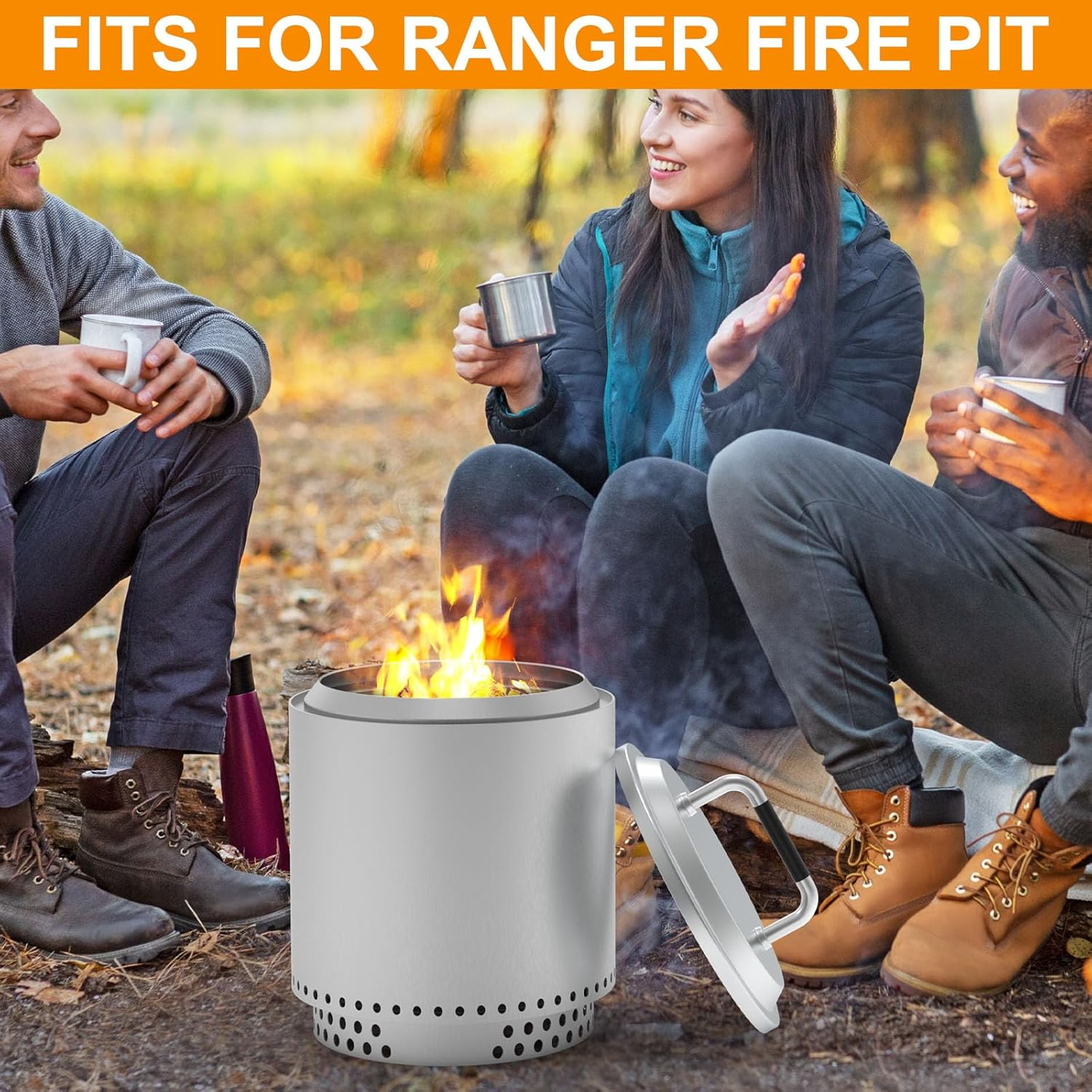 Fire Pit Lid for Solo Stove Ranger 2.0 & 1.0 Accessories, Solo Stove Lid Ranger, Stainless Steel Fire Pit Cover for Solo Ranger 15" Fire Pit Accessories and Other 15" Outdoor Fire Pits with Handle image number 5