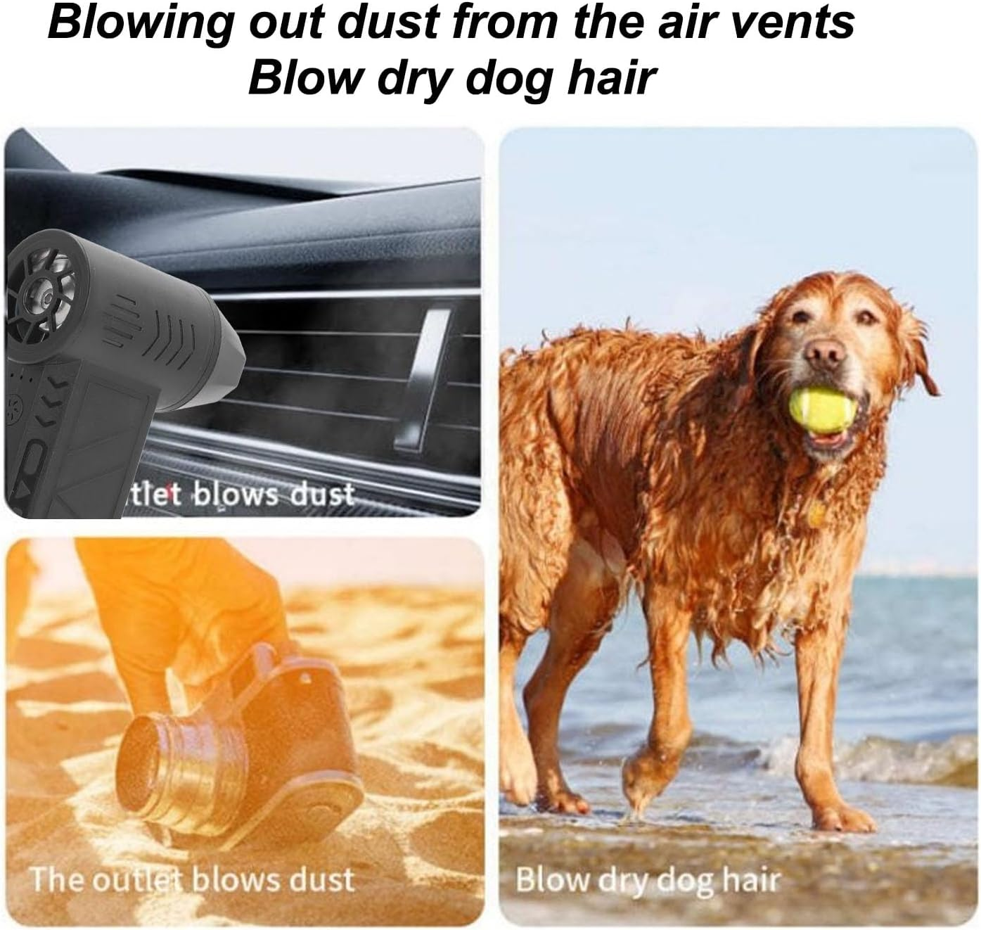 Jet Dry Blower, 130000RPM Jet Dry Mini Blower, 4 Gear Adjustable Electric Air Duster, Cordless Jet Fan, Jet Blower Car Dryer Compressed Air Duster for Car, Camping image number 1