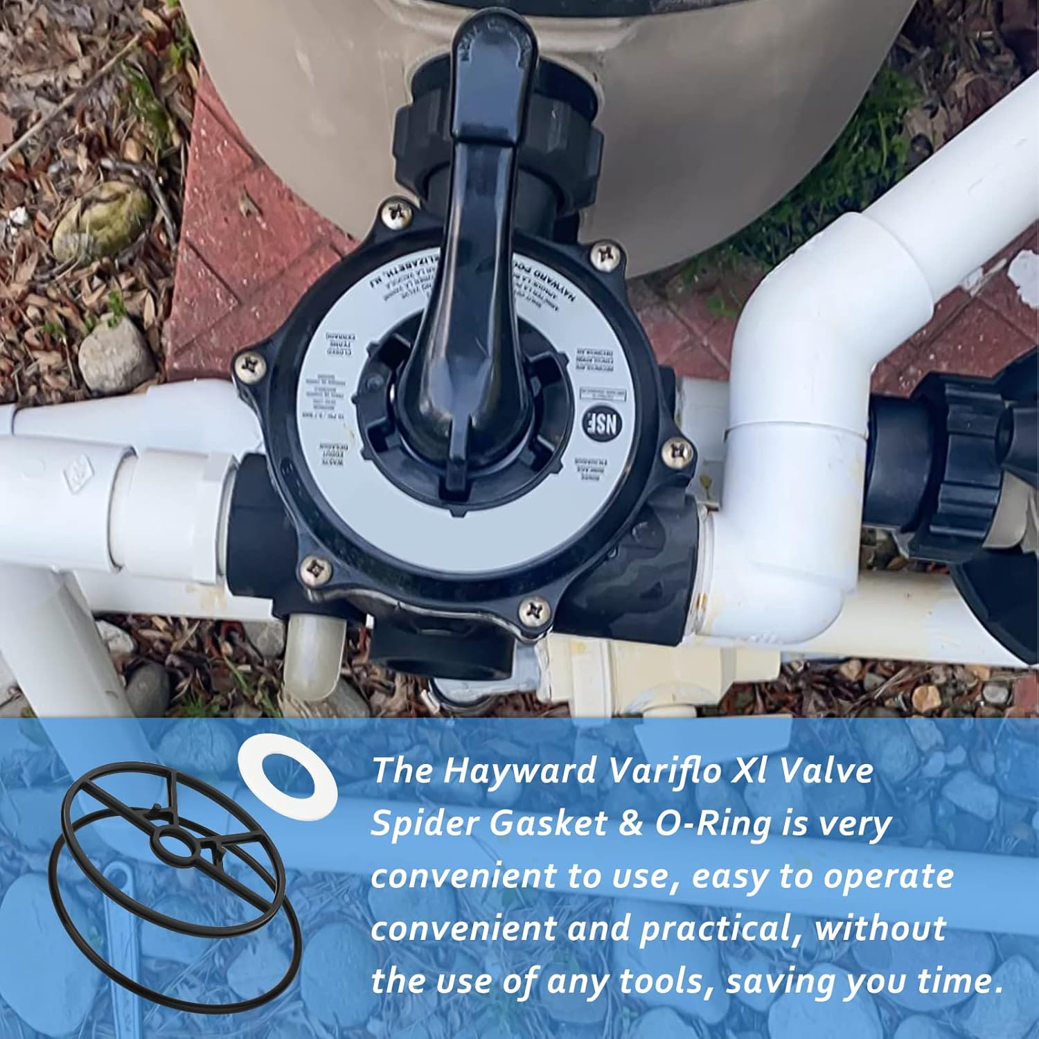 SP0714T Valve Gasket O-Ring Compatible with Hayward Vari-Flo XL Valve Multiport Valve Rebuild Kit Pool Variflo Valves 1-1/2 Spider Gasket Replacement Cover O'Ring Parts image number 4