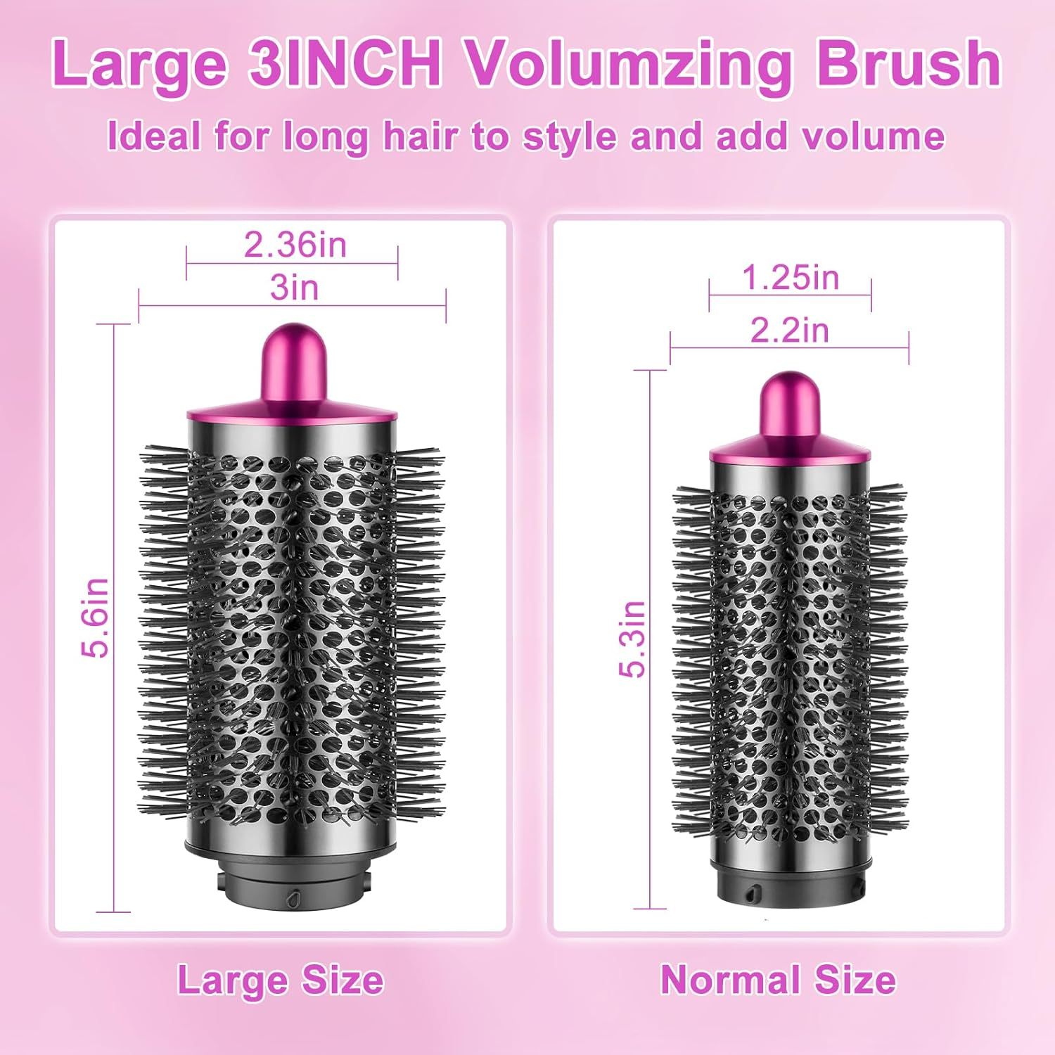 ZEPHBLOW Large round Volumizing Brush for Dyson Airwrap, Large round Brush Attachment Compatible with Dyson Airwrap HS01/HS05 Ideal for Styling Long Hair(Rose) image number 5