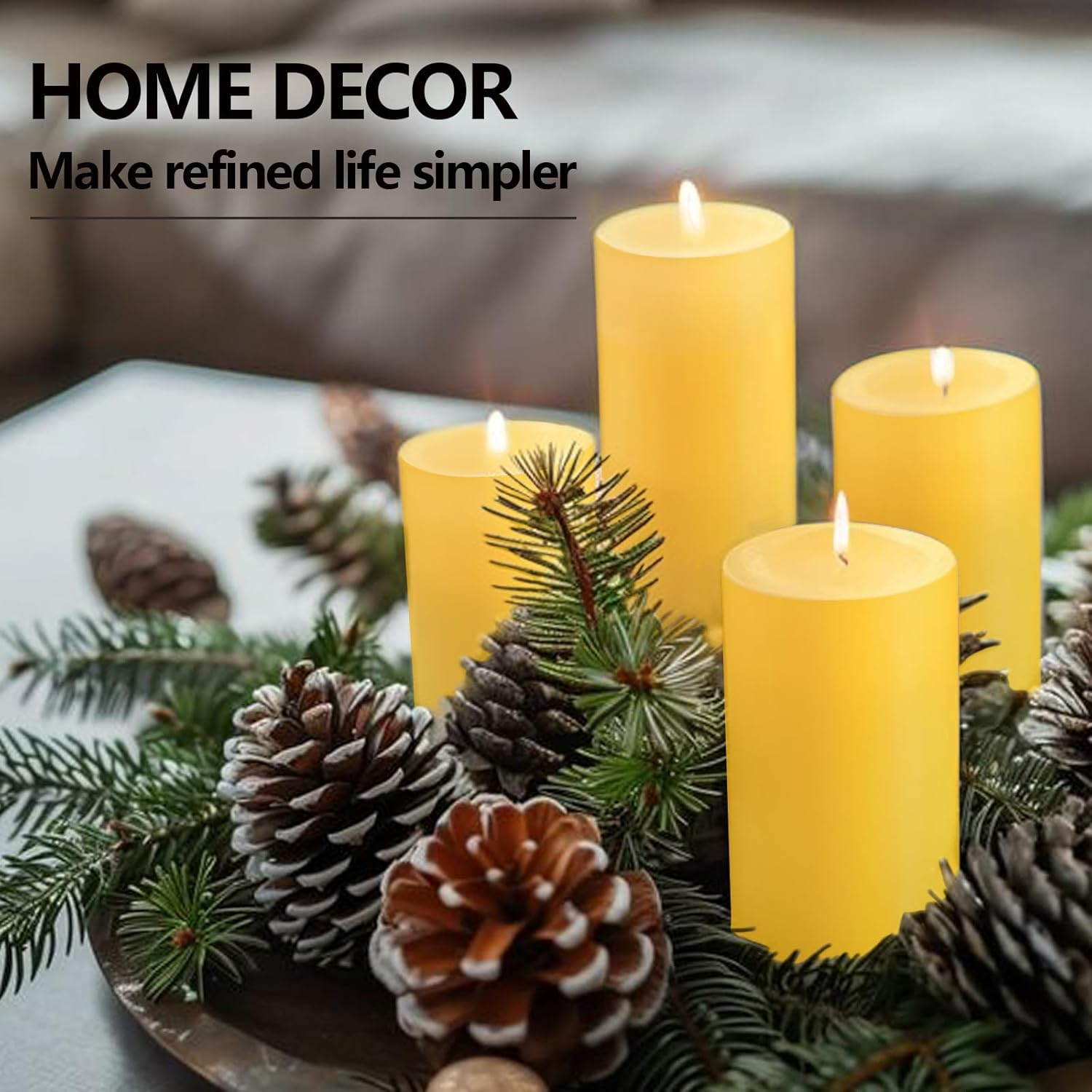 4 Packs Natural Beeswax Pillar Candles Bulk, 2"X4" Bees Wax Candles with Natural Scent, Large Pillar Candle Bulk 35Hour Burning Smokeless & Dripless Candles for Home Decor(4) image number 1