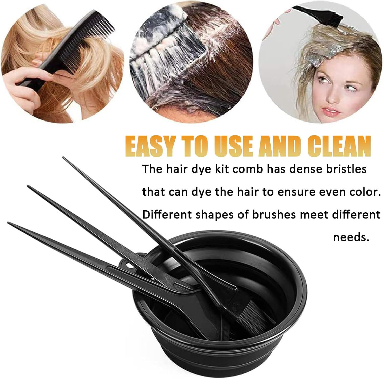 Lxtness 5 Pcs Hair Coloring Brushes, Hair Dye Brush and Mixing Bowl Set, Double-Sided Hair Dying Brushes Tint Comb Set,Highlighting Kit Ideal for DIY Home Salon image number 4