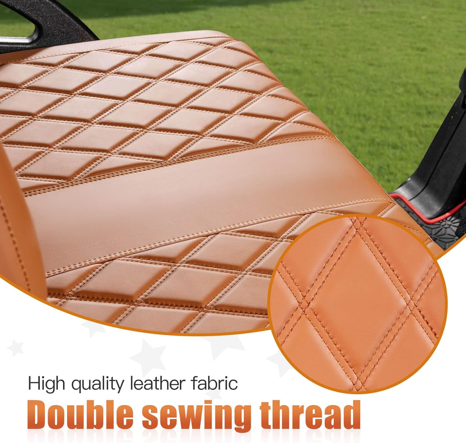 NOKINS Golf Cart Diamond Seat Covers Kit, Fit for Club Car Precedent Ordinary Front Seat Cushion, Golf Cart Vinyl Seat Cover, No Nails Required (All Brown) image number 3