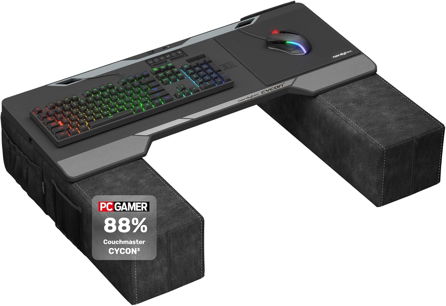 Couchmaster CYCON&sup3; HORIZONLIGHT Bar, Ultimate Ergonomic Usb-Hub Gaming Lap Desk for Couch and Bed, Large, Stable and Compatible with All Keyboards and Mouse/Mice, Lapdesk for Laptop, PC, PS4/5, Xbox