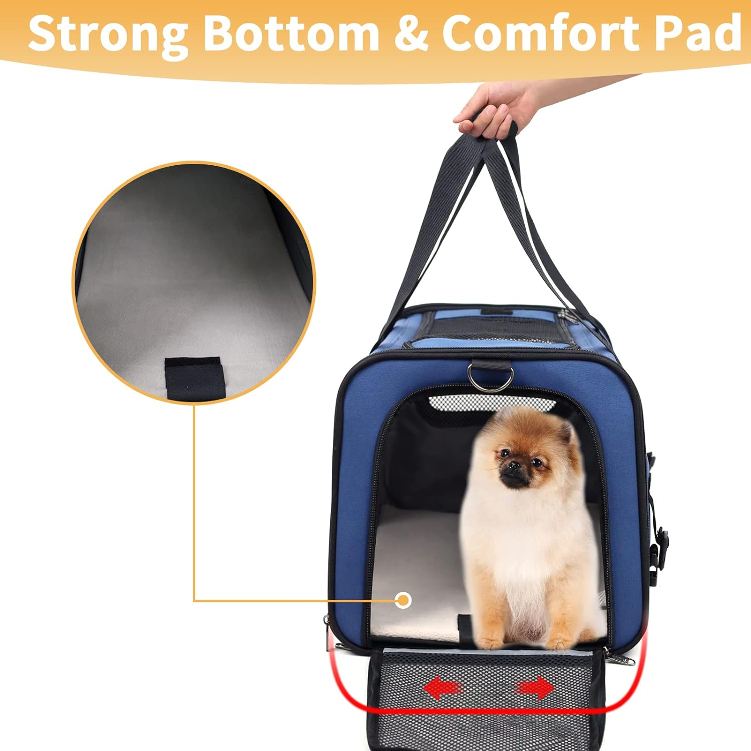 Soft Side Pet Carrier, Cat Carrier Bag, Pet Carrier Bag for Small Dog Cat, Portable Bag Carrier for Small to Medium Cat and Small Dog,Cat Carrier 47L X 31W X 30H Centimetres image number 6