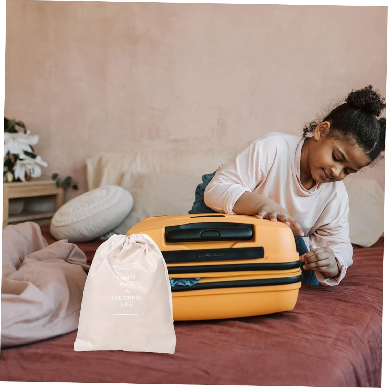 DEARMAMY 7Pcs Travel Shoes Bags Suitcase Organizer Packing Cubes Luggage Organizer Bags for Toiletries Cosmetics