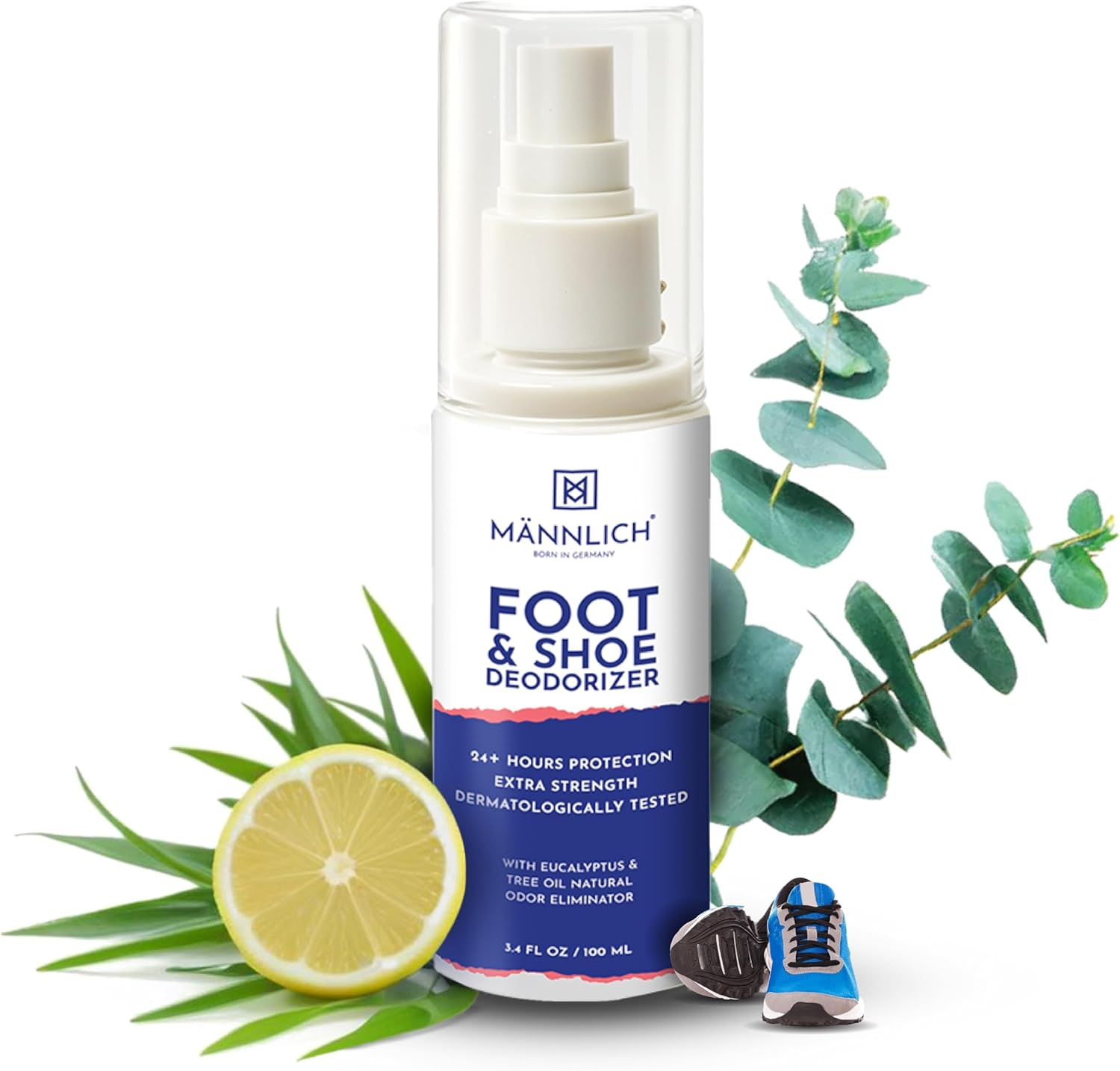 Mannlich Foot & Shoe Spray, Prevents Odor Shoes & Socks -Skin Soothing and Non Irritating, Revitalizes Tired Feet, Organic & Cruelty-Free