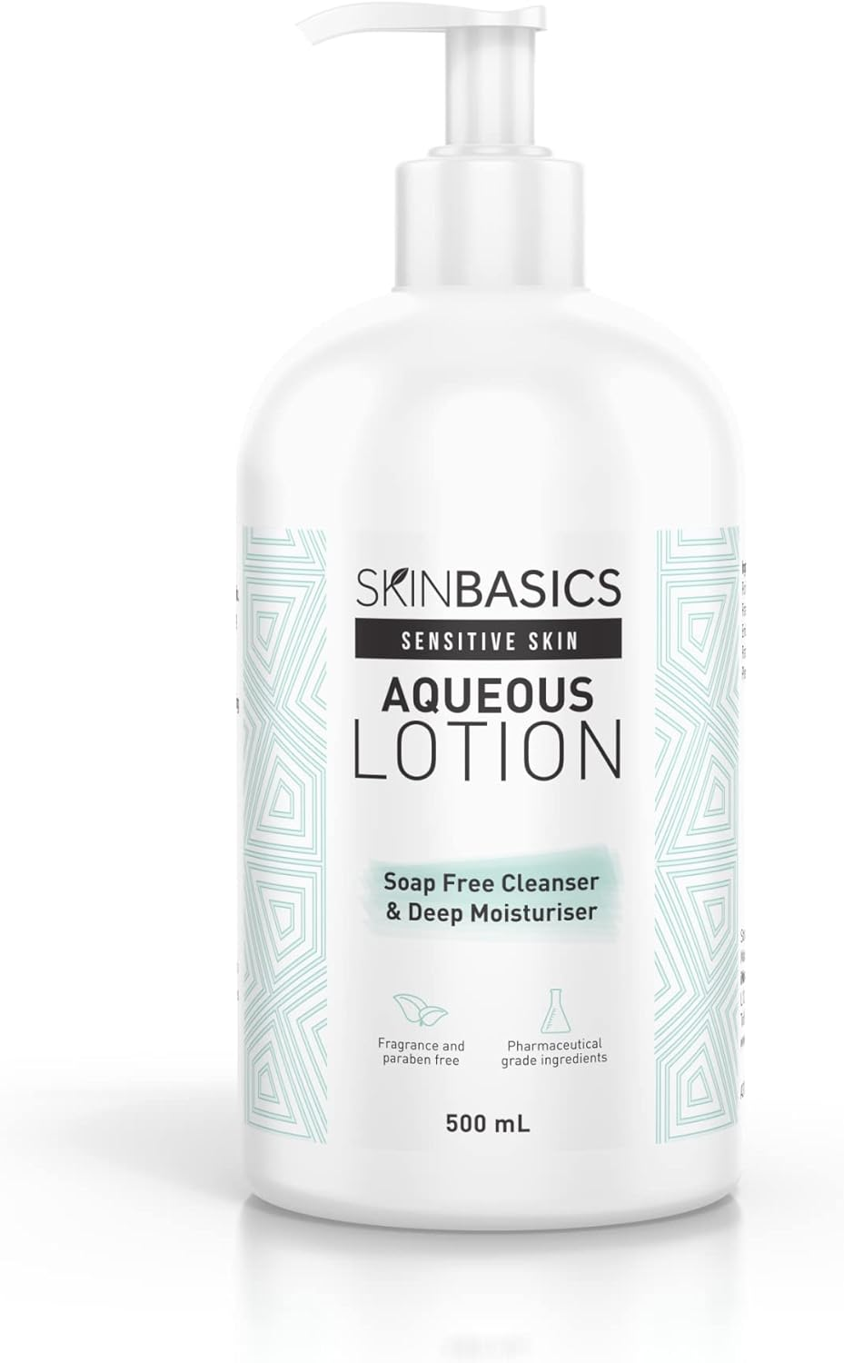 SKIN BASICS Aqueous Lotion Pump (500Ml) - Gentle Soap Free Cleanser Wash - Clinically Tested, Non-Irritating, Hypoallergenic Deep Moisturiser for Dry & Sensitive Skin