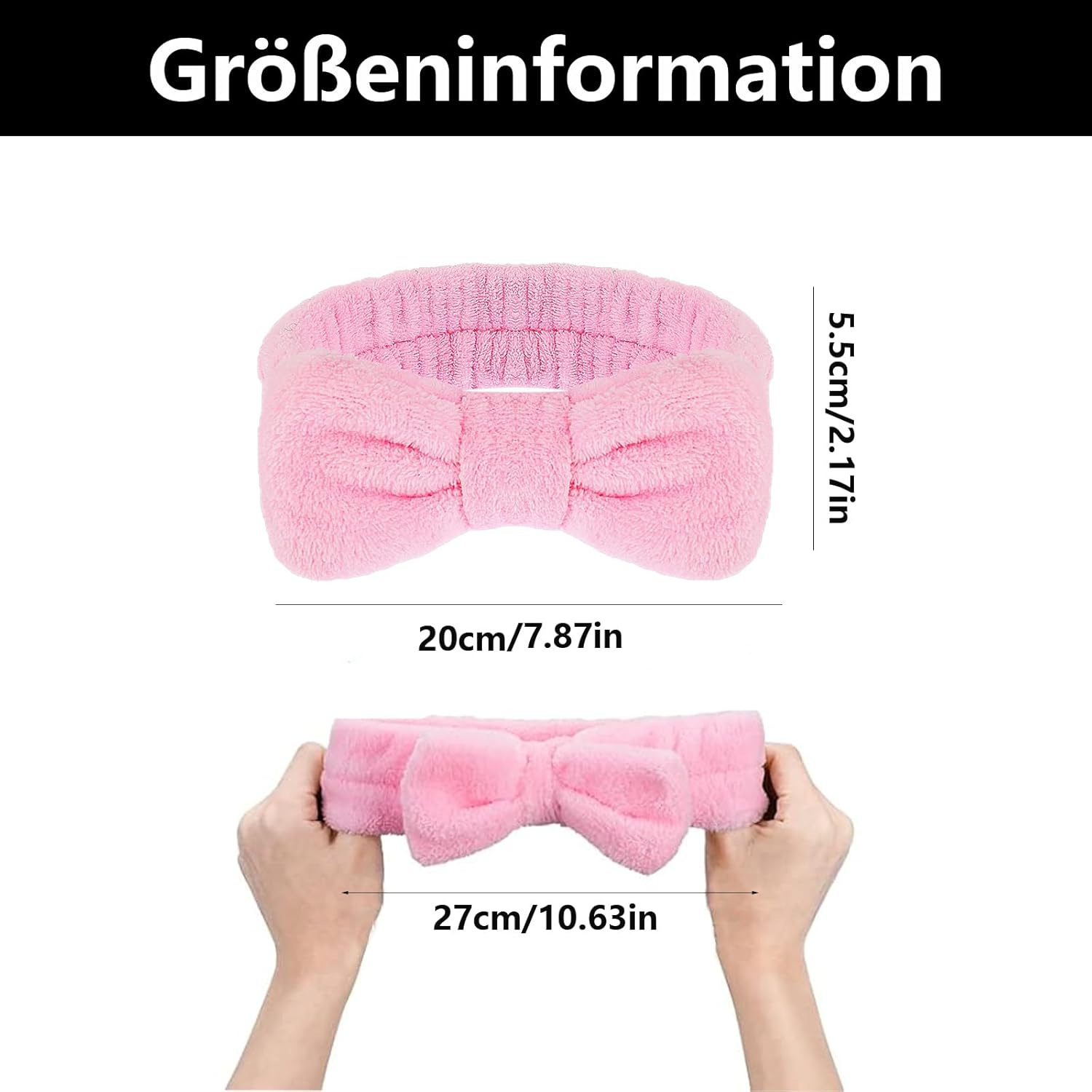 Women'S Cosmetic Hairband, Bowknot Headband for Beauty Skin Care Yoga Sports (Pink) image number 2