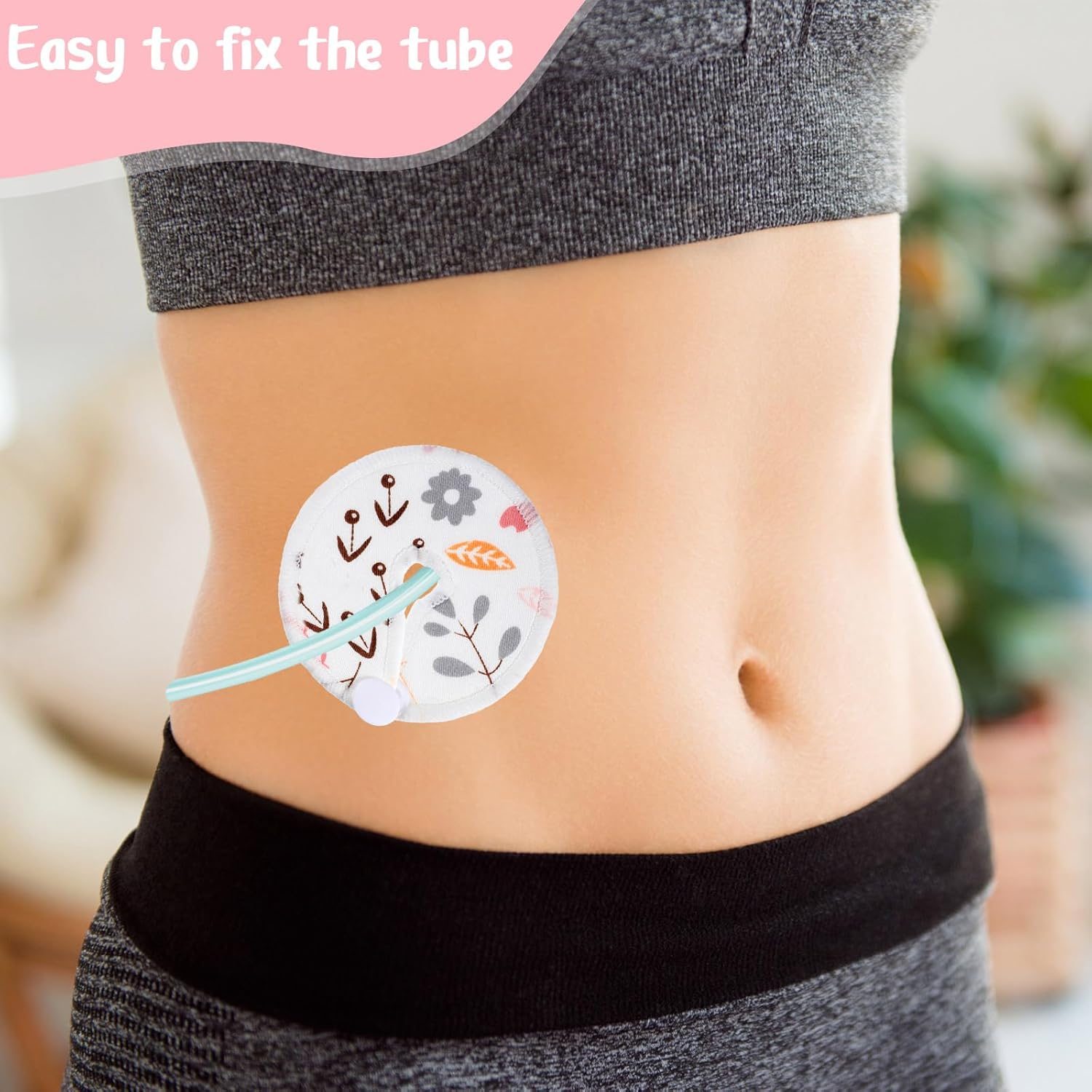 Yungyan 24 Pieces G Tube Covers Reusable Feeding Button Pads Soft G J Tube Button Covers Washable Nursing Breast Pads for Kid Baby Breastfeeding Care Supplies(Floral) image number 1