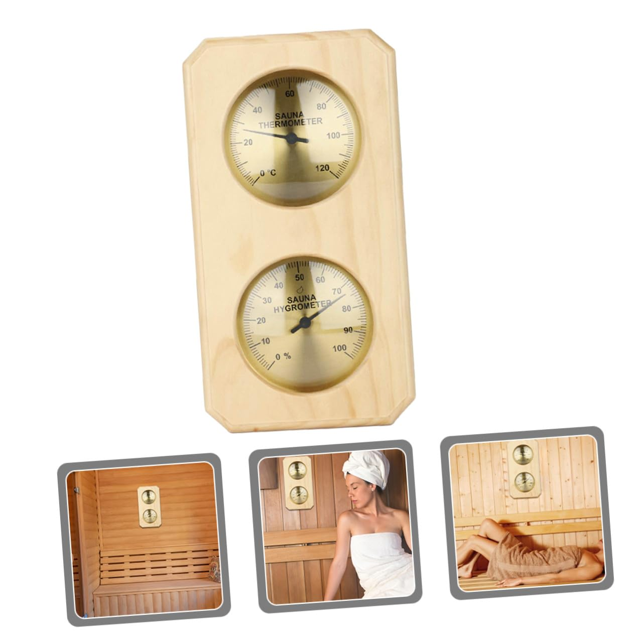 Wooden Sauna Hygrometer Thermometer Wall-Mounted Temperature Humidity Gauge for Home Sauna High Precision Copper Sensor Abs Case Read