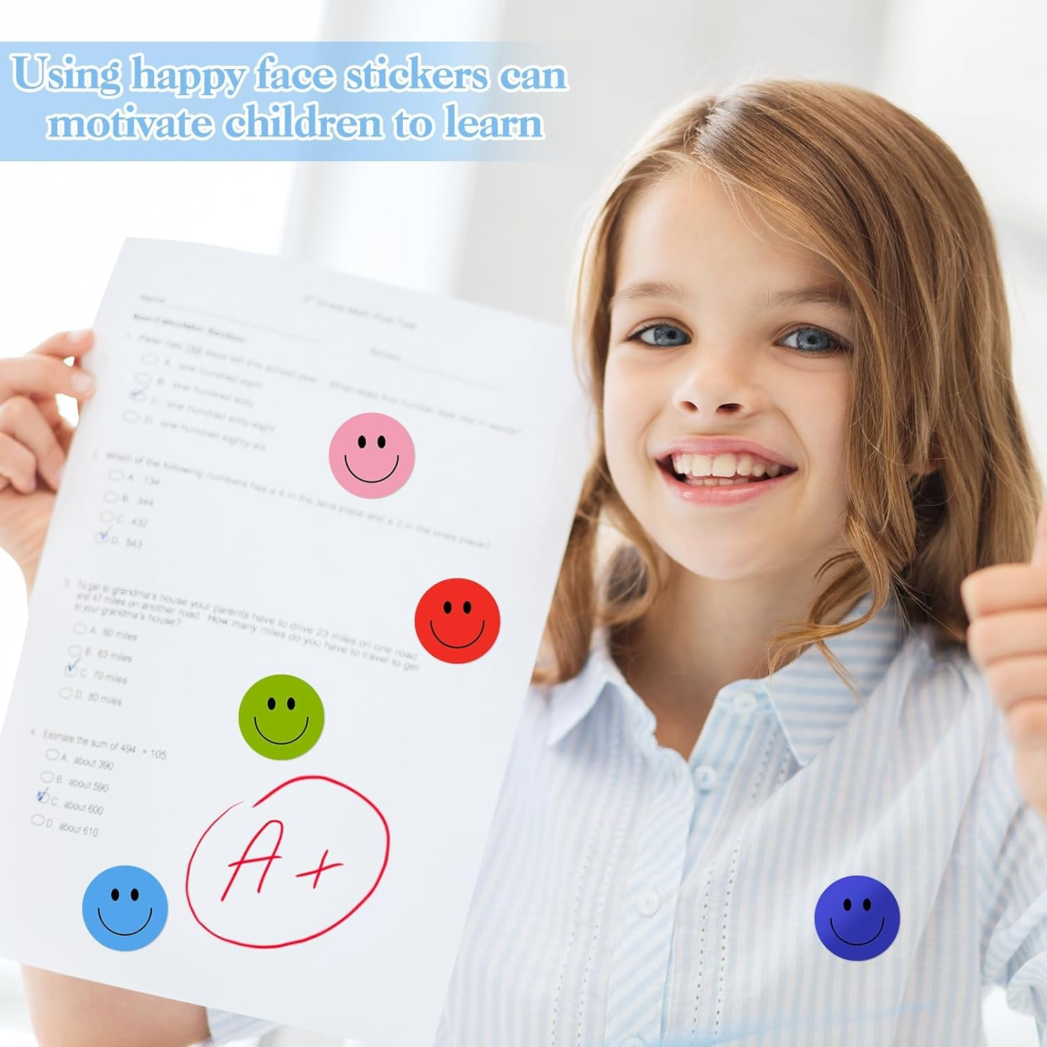 1500 Pieces Happy Smile Face Decal Small Happy Face Decal Mini Motivational Stickers Colorful Incentive Stickers Behavior Chart Stickers for Student (Assorted Color, 1 Inch) image number 1