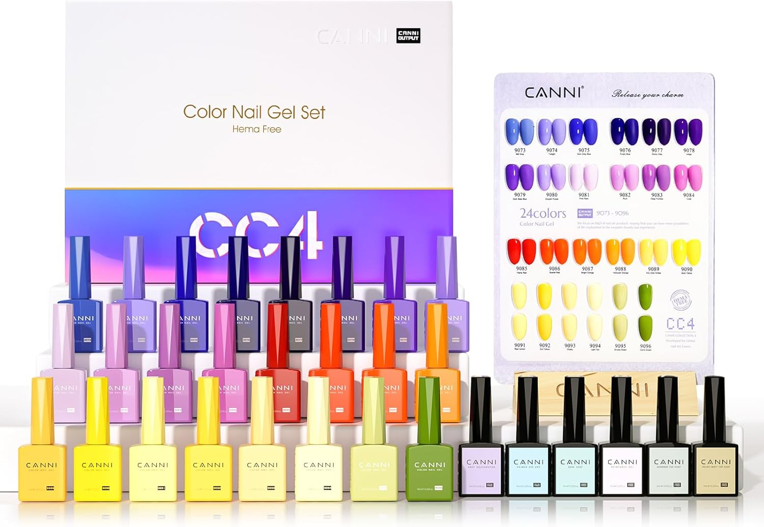 CANNI CC7 30 Pcs 9ML Hema-Free Jelly Gel Nail Polish Set with Base Top Coat- Jelly Nude Pink Translucent Gel Polish Colors Kit, Soak off LED Nail Manicure Kit DIY at Home Salon Gifts