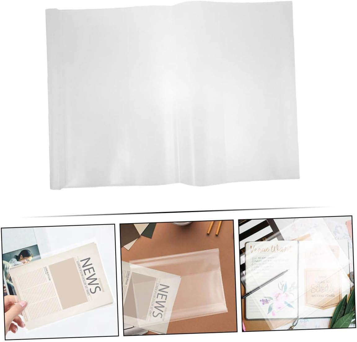 SECFOU 20 Pack Book Covers Practical Study Book Film Scrapbook Protectors No Tape Needed PP Material B5/16K Size for School Home image number 2