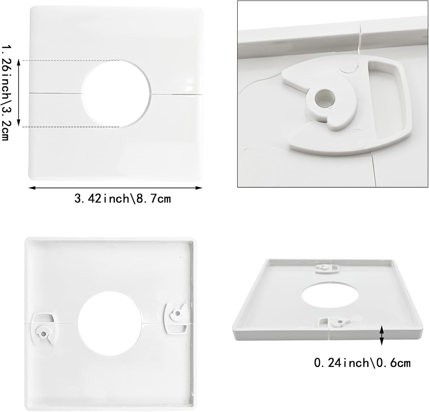 Square Plumbing Cover Plate,6Pcs Self Adhesive Pipe Plate Covers,Self-Adhesive Wall Hole Cover Square Pipe Cover Shower Pipe Covers,Abs Plastic Square Pipe Wall Covers Self-Adhesive Pipe Plate Covers image number 3