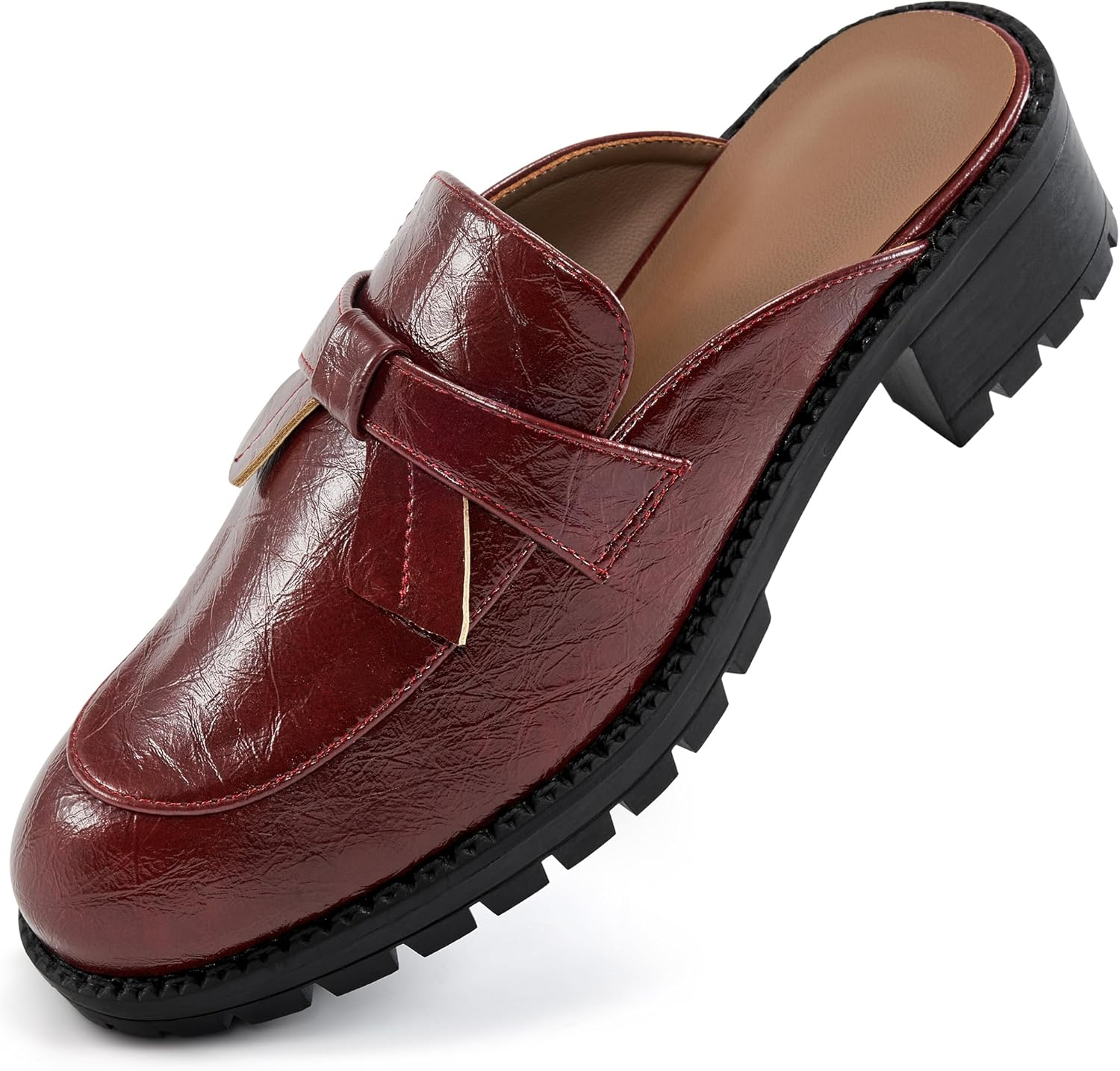 Ecetana Mules for Women Dressy Comfortable Slip on Chunky Backless Loafers Casual Slides Shoes for Business Fashion