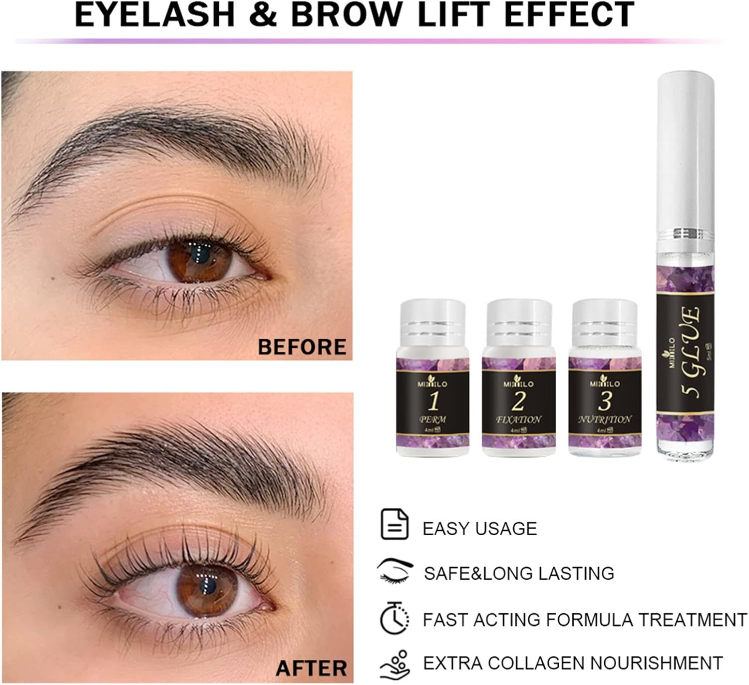Joyeee 2 in 1 Lash Lift & Brow Lamination Kit, 3D Eyebrow Eyelash Perming Kit Eyebrow Eyelash Lifting Kit Semi-Permanent Curling Perming Wave for Home DIY Salon Use #1