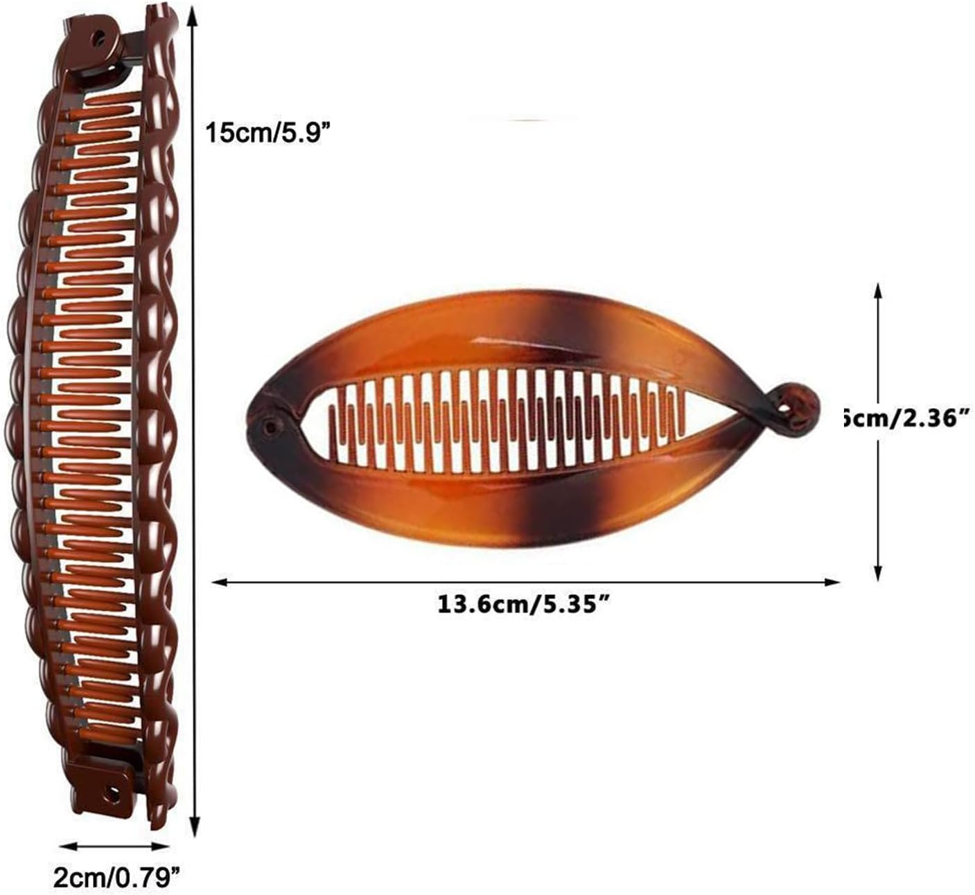 RTRTGS 4 Pieces Banana Hair Clips Classic Clincher Combs Large Double Comb Banana Clip Banana Fishtail Hair Clip for Women Girls, 2 Styles (Tortoiseshell Colour, Black) image number 5