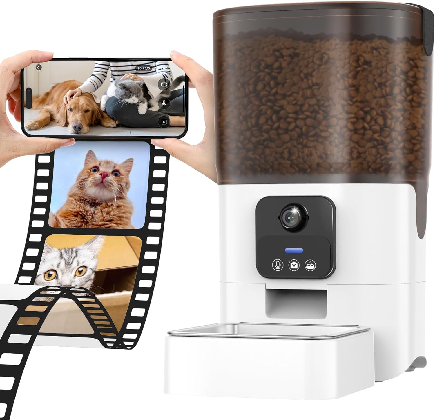 ADVWIN Automatic Cat Feeders Wifi, Cat/Dog Food Dispenser with App Control for Feeding, Smart Timed Pet Feeder with Alexa, 6L Auto Pet Feeder for Cat and Small Dog, up to 10 Meals per Day