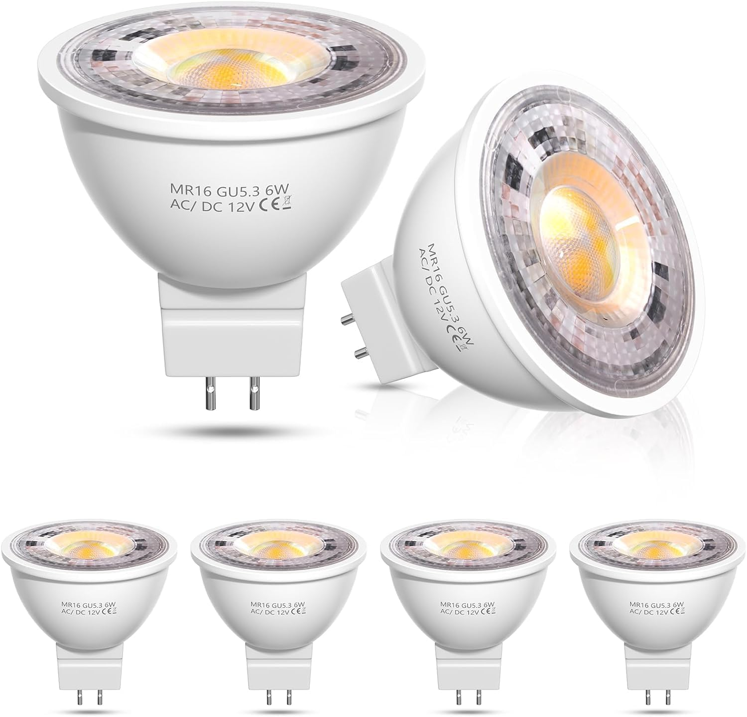 Bonlux GU5.3 LED Spotlight Bulb, 6W Equivalent to 50W Halogen Bulb, AC/DC 12V Bi Pin Base LED Light Bulb, MR16 38&deg; Beam Angle Natural White 4000K (Non-Dimmable, Pack of 6) image number 5