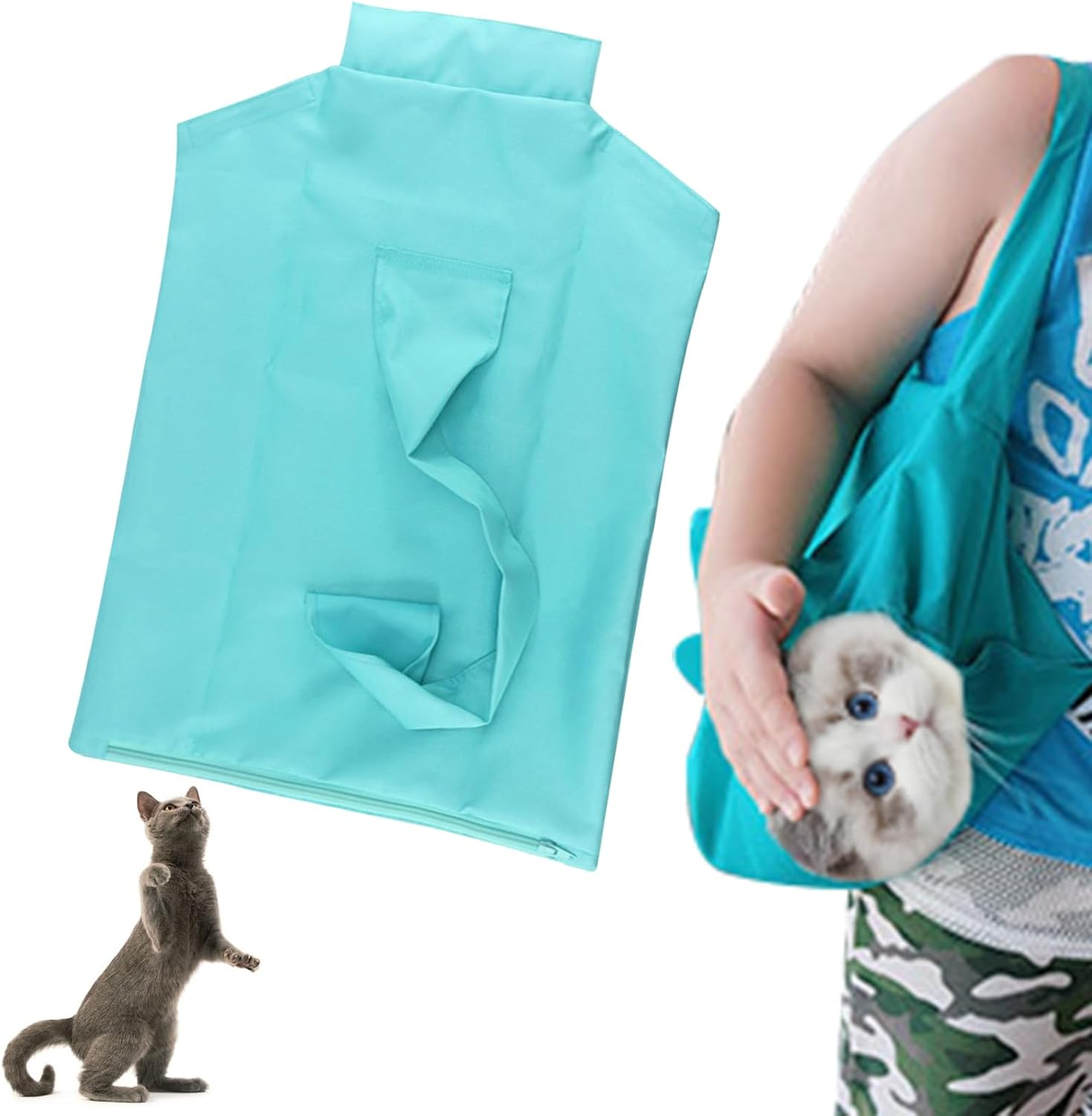 Cat Carrier Pouch Cozy Comfort Carrier, Anti-Scratching Cat Carrier Pouch Bag Nail Trimming Restraint Bag Medication, Administration,Grooming, 1PC