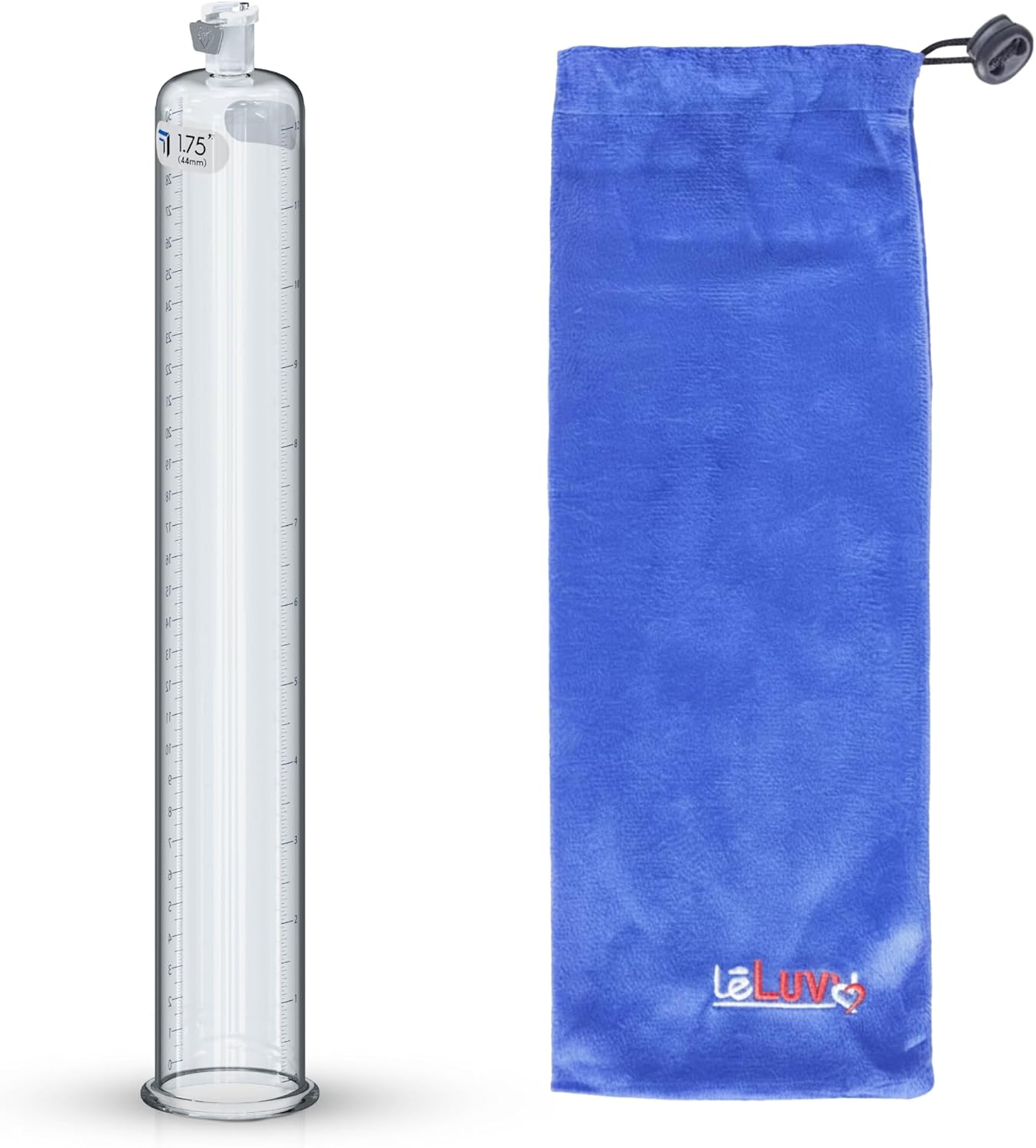 Leluv Vacuum Cylinder for Enhancement Pumps Seamless Untapered Medical-Grade Clear Acrylic with Measurement Marks and Locking Fitting 2.00 Inch X 9 Inch