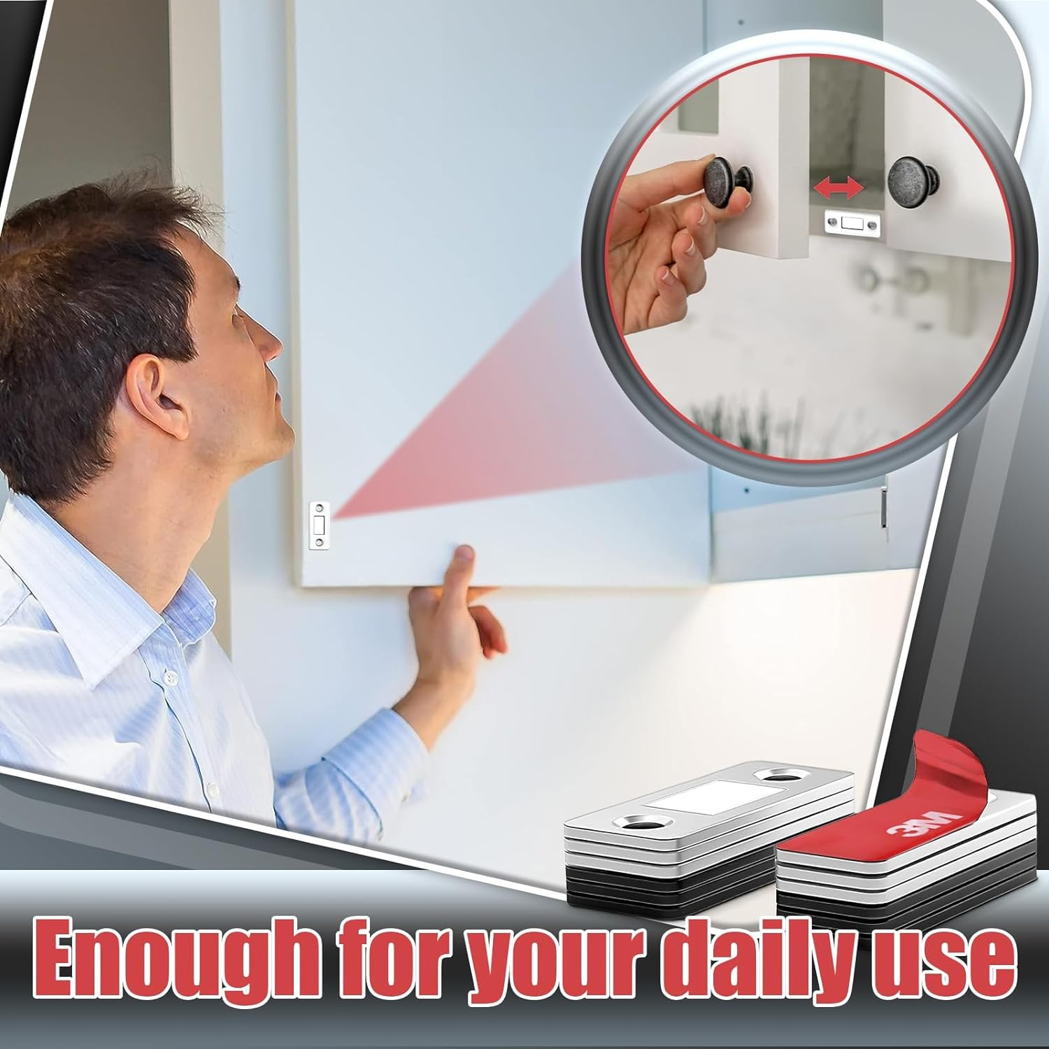 Magnetic Door Catch, Cabinet Magnetic Catch 6 Pack, Magnetic Door Closures for Cupboard, Kitchen, Closet, Closer, Sliding, Doors, Windows, Drawer