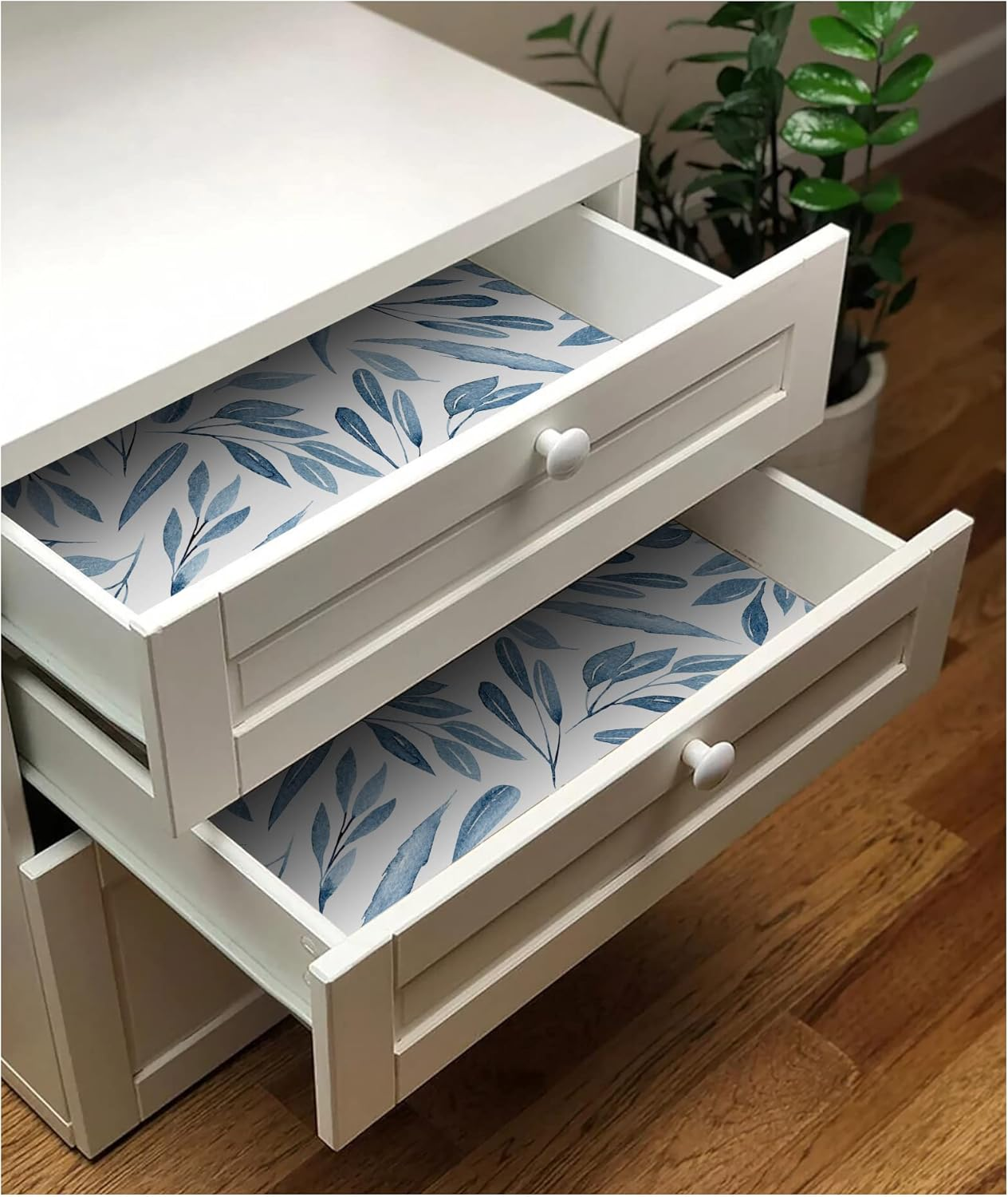 Haokhome 93199 Modern Peel and Stick Wallpaper Blue Branches with Leaves Removable Vinyl Self Adhesive Contactpaper 0.45M X 3M image number 5