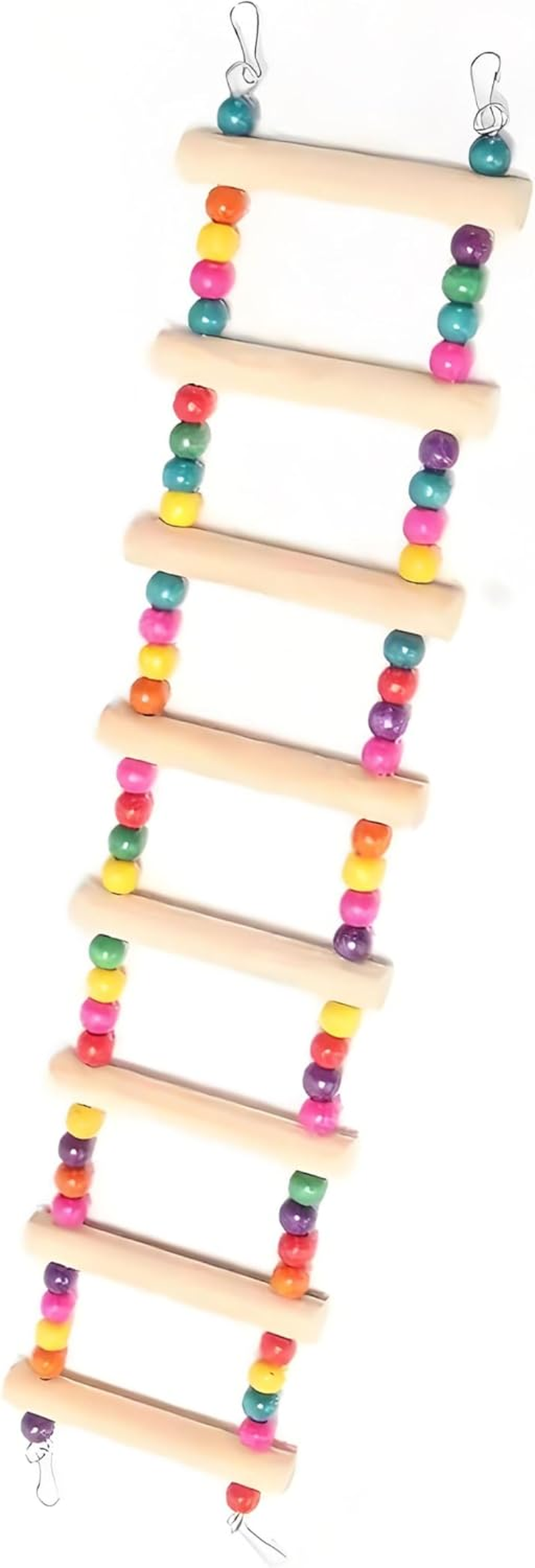 Colorful Wooden Bird Ladder Swing Bridge for Small to Medium Birds like Budgies, Cockatiels and Lovebirds - Durable Climbing and Exercise Toy. image number 4