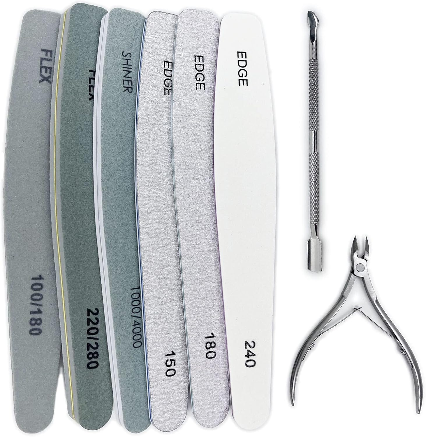 8PCS Nail File Set, Professional Manicure Tools Kit, 6Pcs Buffer Block Sponge Polished, with Cuticle Nipper and Pusher for Dead Skin Nail Trimming Manicure Tools image number 4