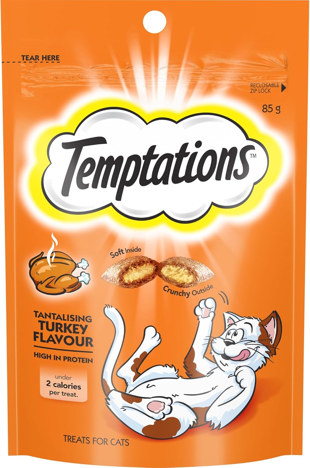 TEMPTATIONS Cat Treats Tantalising Turkey Flavour 85G, 6 Pack image number 4