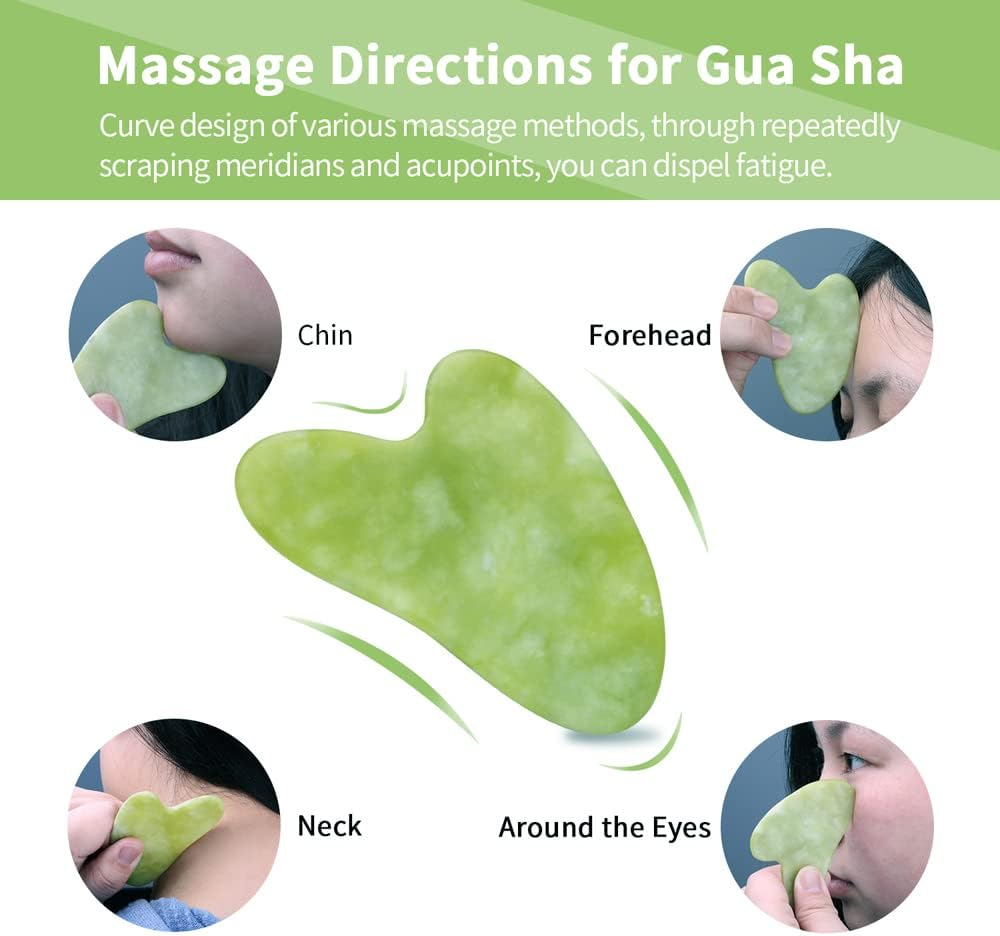 AECW 3-In-1 Natural Jade Roller and Gua Sha Set for Face and Eye Ice Roller Facial Cooling Massage Roller (Light Blue Ice Roller + Jade Roller + Gua Sha) image number 4
