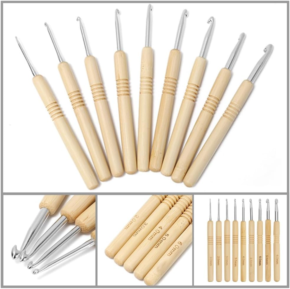 Crochet Hooks Set, Granmagazz 9 Pcs Ergonomic Handle Crochet Hook Needles for Arthritic Hands, Knitting & Crochet Supplies for Beginners, Extra Long Crochet Needles Size (2.0Mm-6.0Mm) image number 1