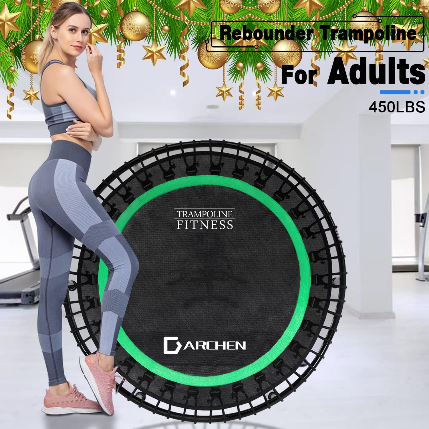 DARCHEN 450 Lbs Mini Trampoline for Adults, Indoor Small Rebounder Exercise Trampoline for Workout Fitness for Quiet and Safely Cushioned Bounce, [40 Inch] image number 6